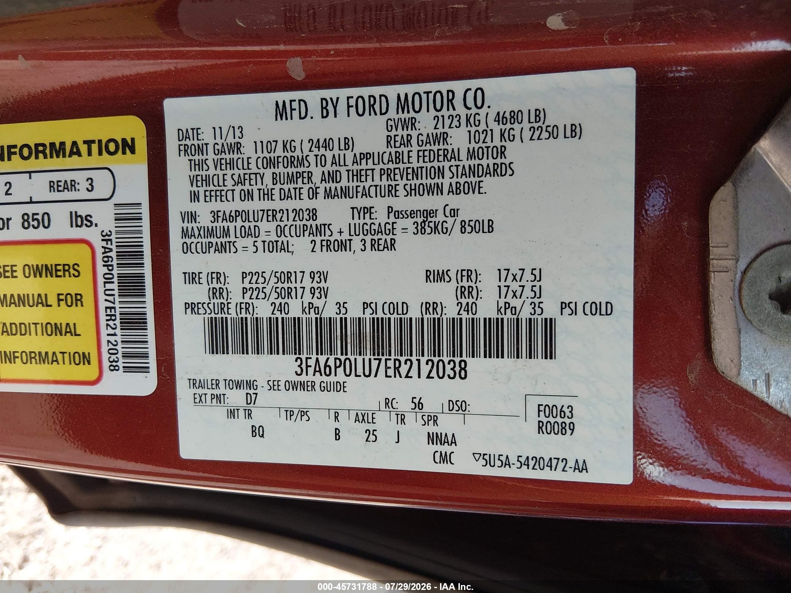 2014 Ford Fusion Hybrid Se Red vin: 3FA6P0LU7ER212038
