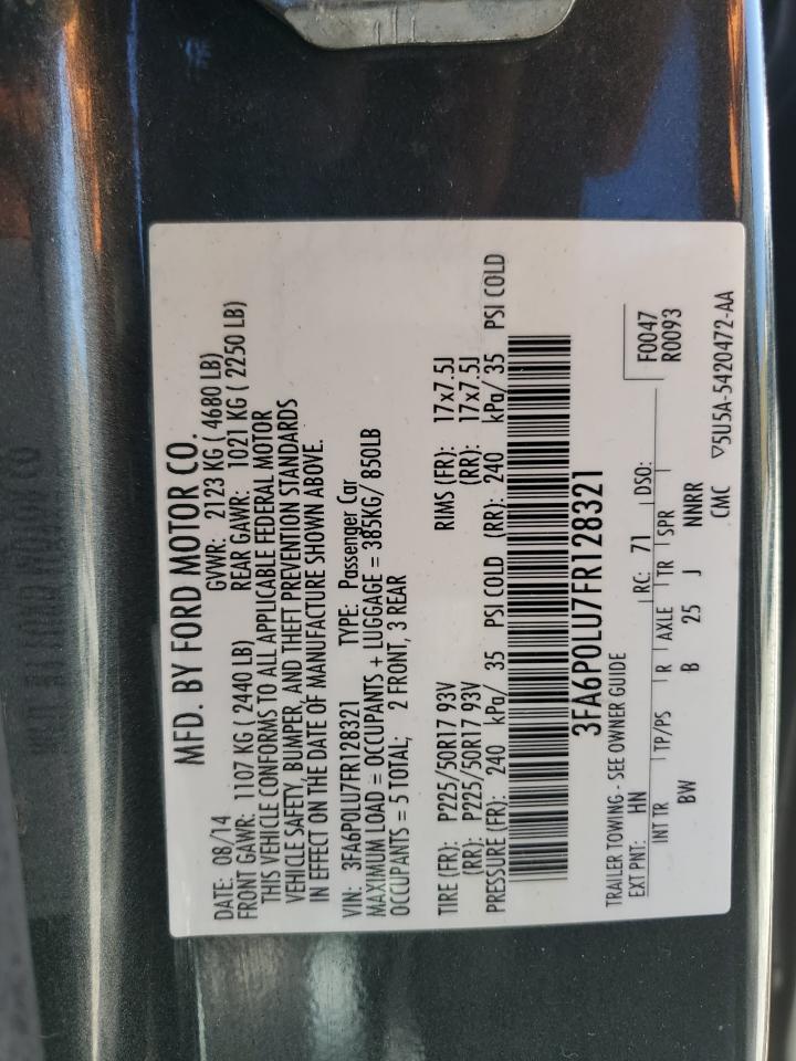 2015 Ford Fusion Se Hybrid Green vin: 3FA6P0LU7FR128321