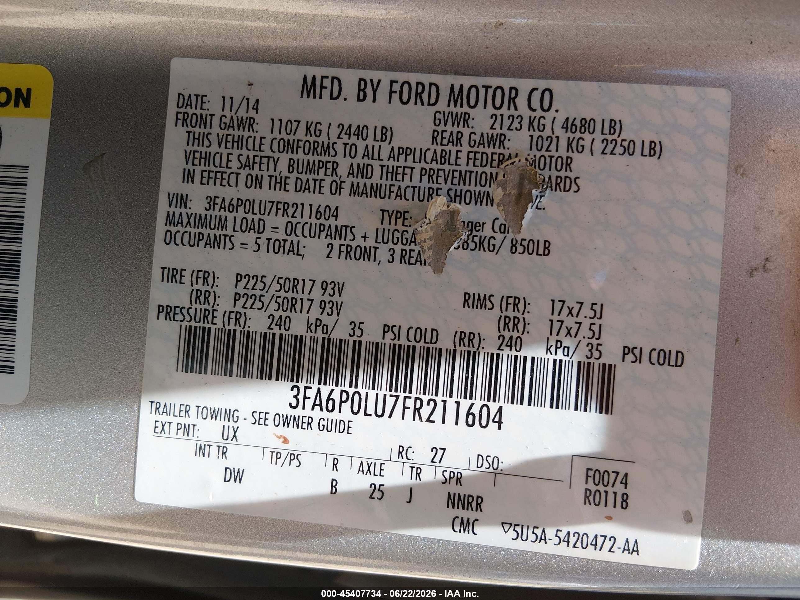 2015 Ford Fusion Hybrid Se Silver vin: 3FA6P0LU7FR211604