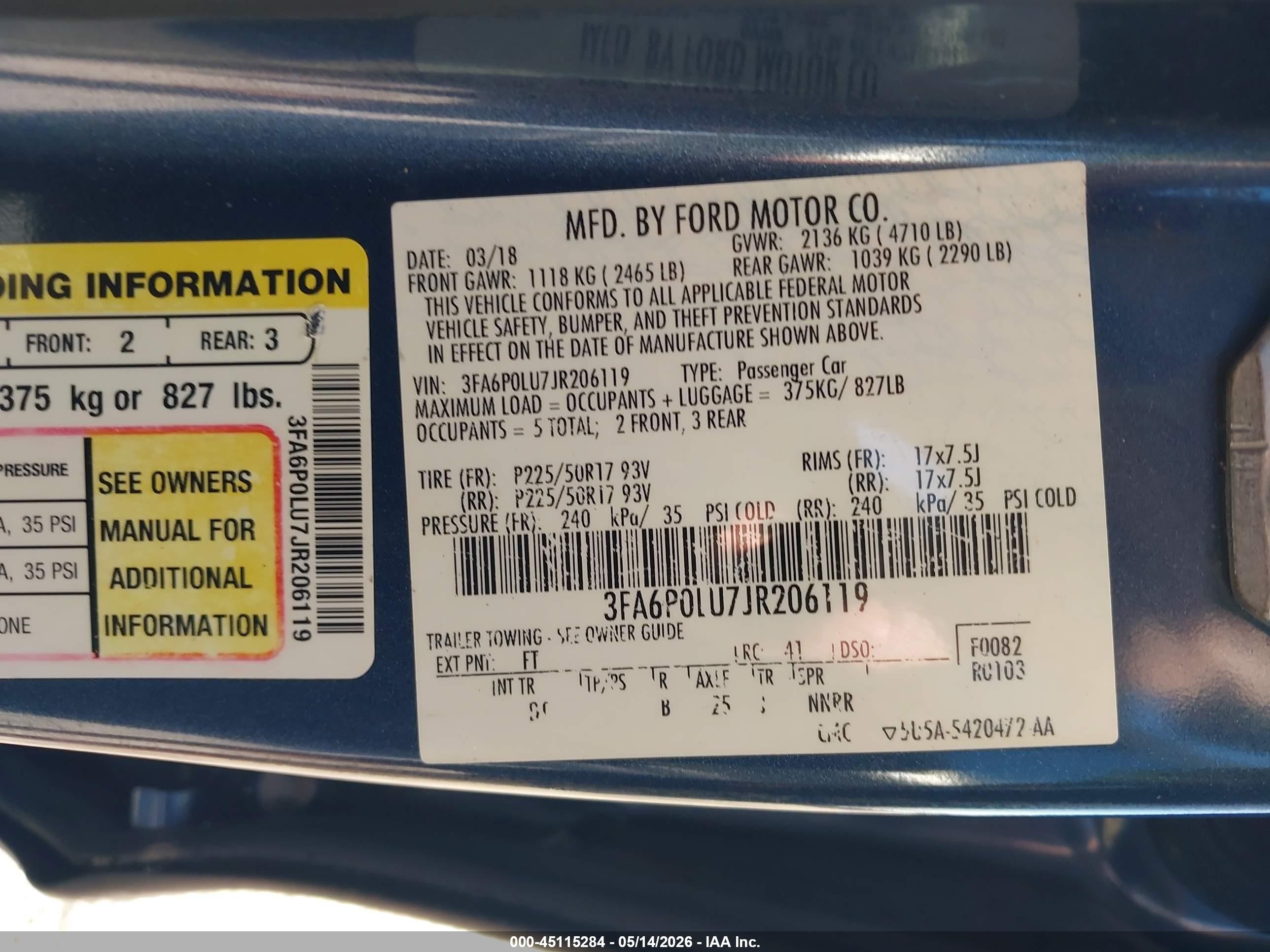 2018 Ford Fusion Hybrid Se Синий vin: 3FA6P0LU7JR206119