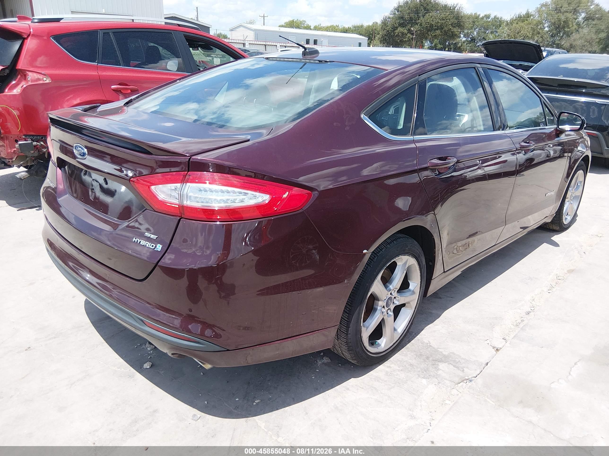 2013 Ford Fusion Hybrid Se Maroon vin: 3FA6P0LU8DR137123