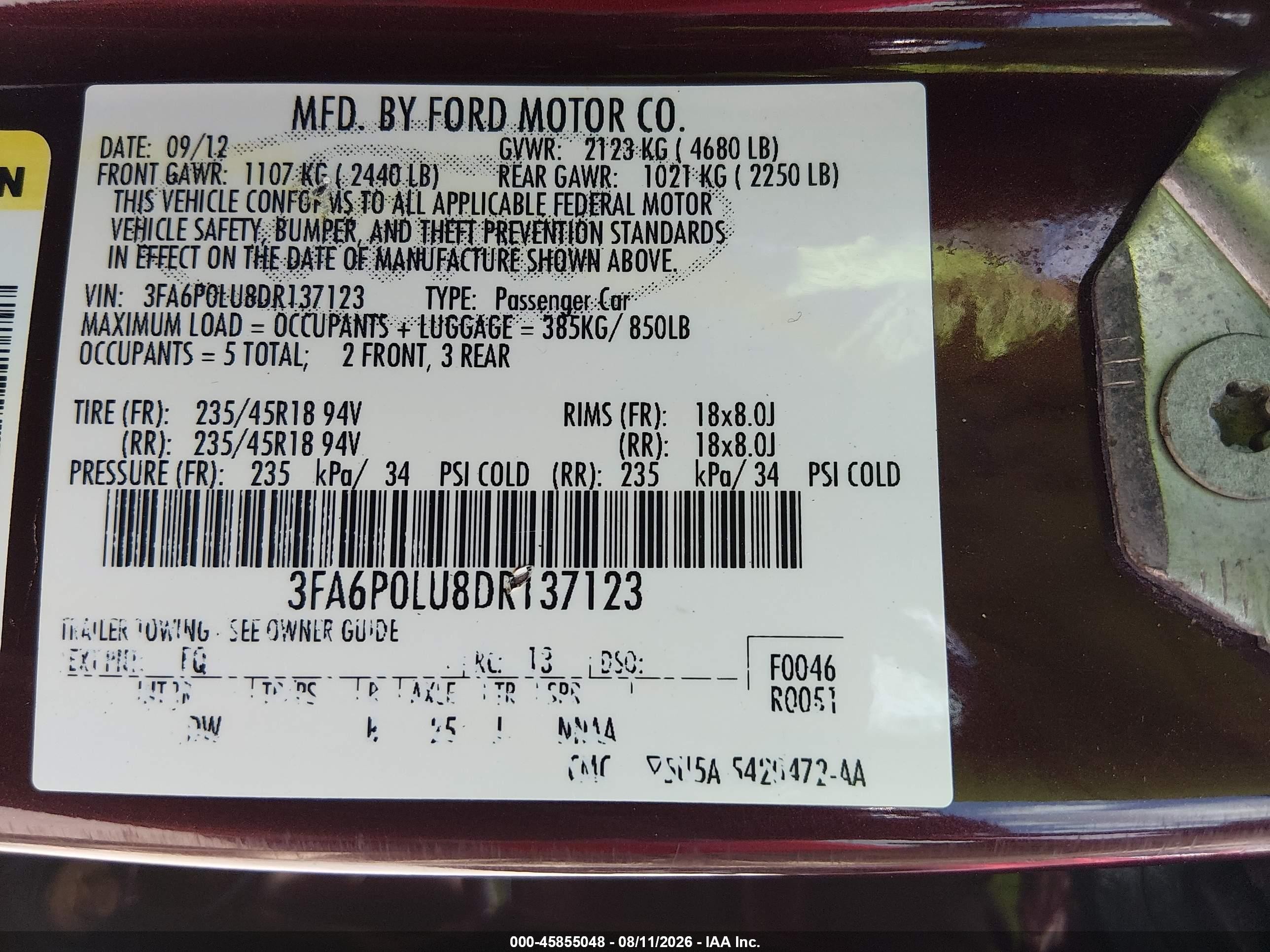2013 Ford Fusion Hybrid Se Maroon vin: 3FA6P0LU8DR137123