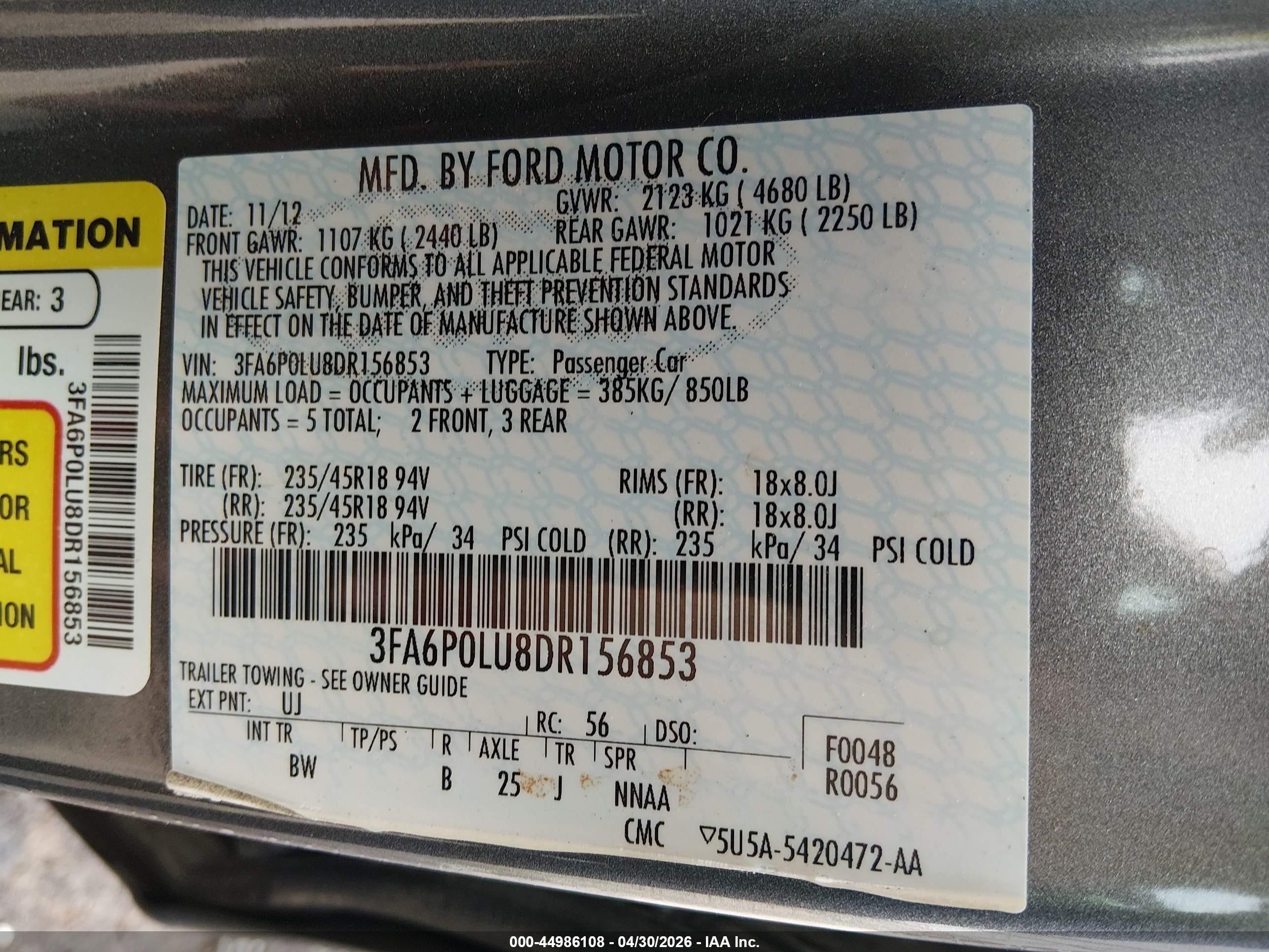 2013 Ford Fusion Hybrid Se Gray vin: 3FA6P0LU8DR156853