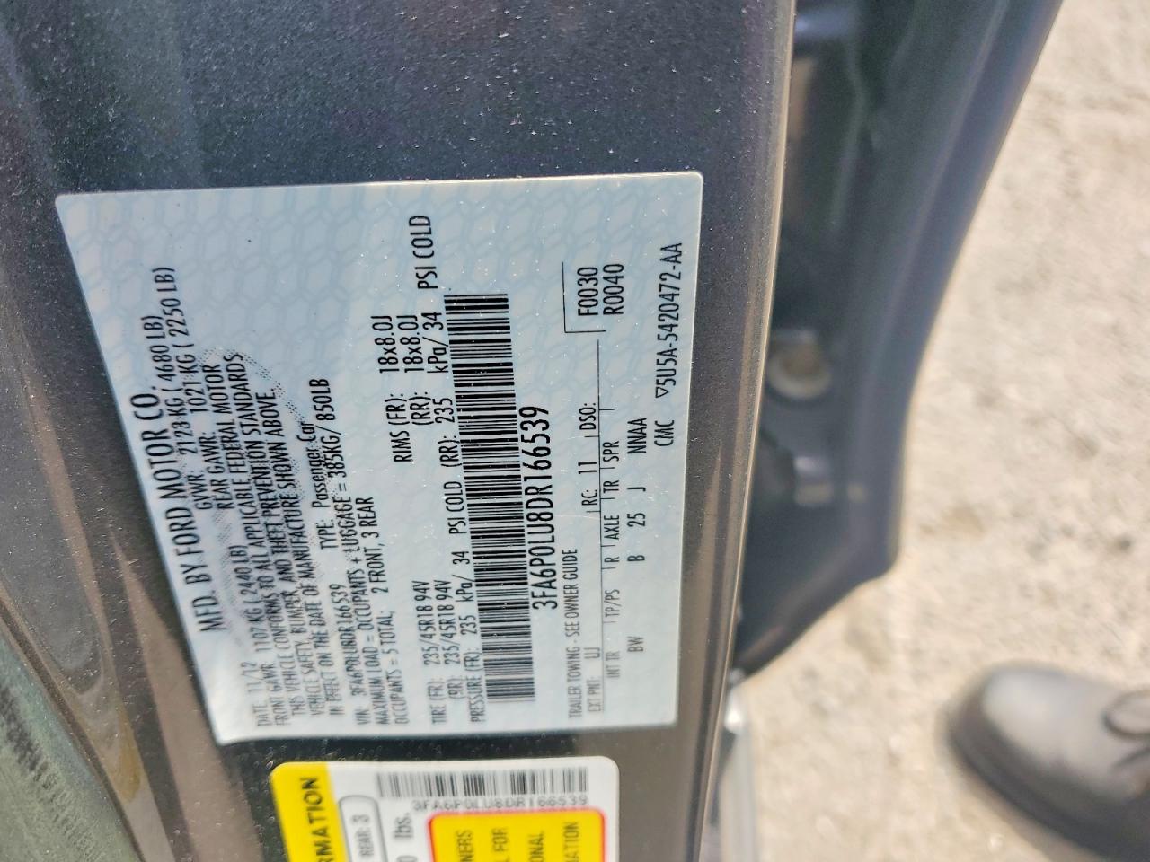 2013 Ford Fusion Se Hybrid Gray vin: 3FA6P0LU8DR166539