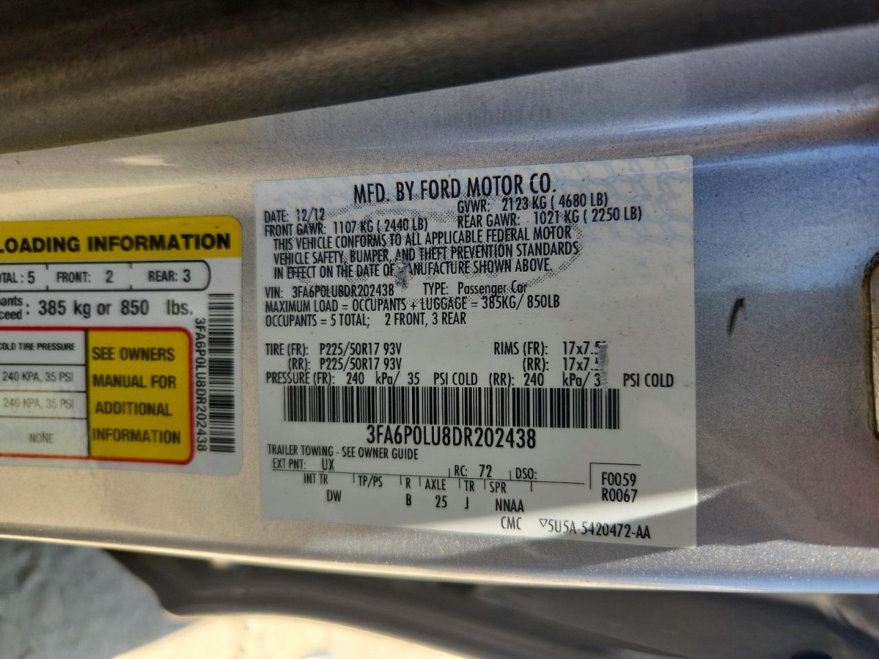2013 Ford Fusion Se Hybrid Silver vin: 3FA6P0LU8DR202438