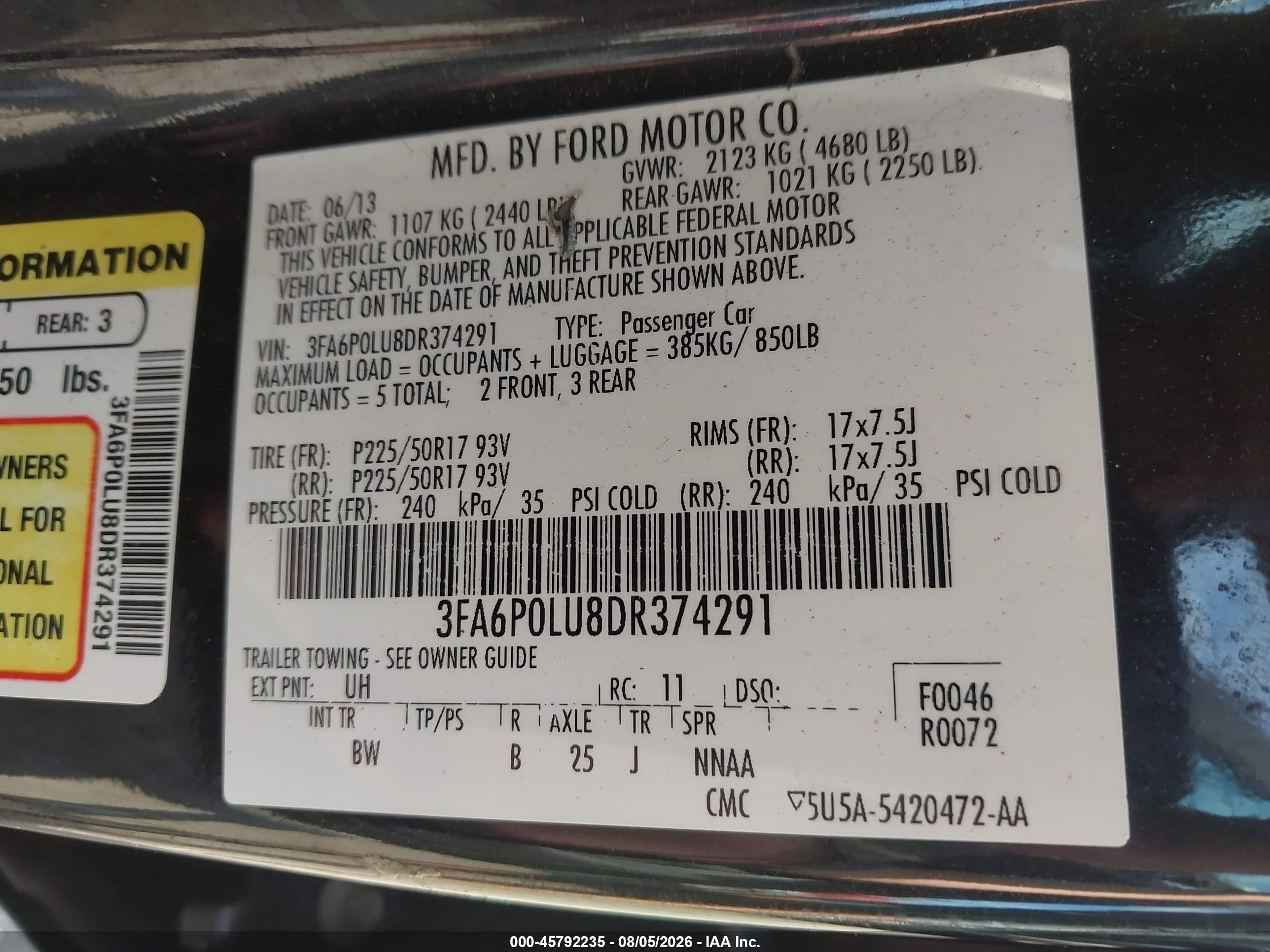 2013 Ford Fusion Hybrid Se Black vin: 3FA6P0LU8DR374291