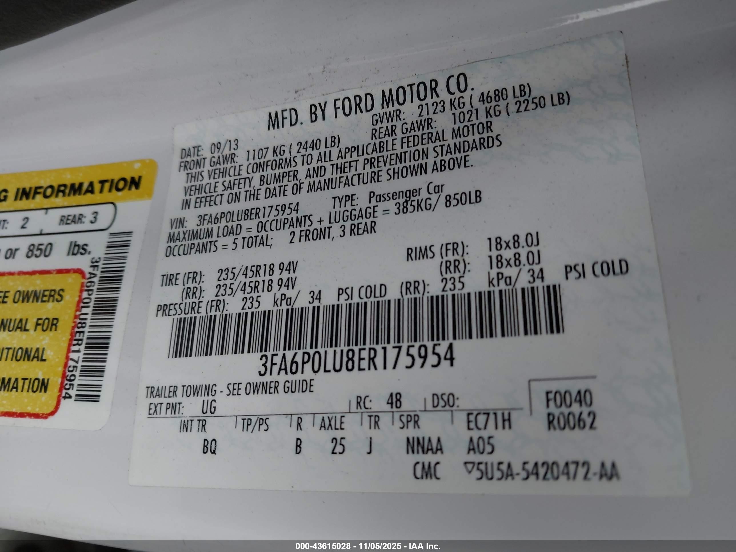 2014 Ford Fusion Hybrid Se White vin: 3FA6P0LU8ER175954