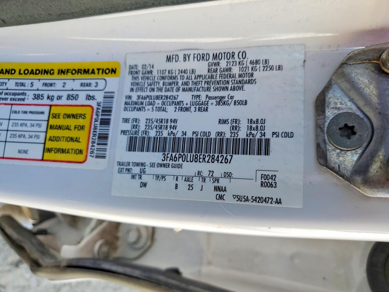 2014 Ford Fusion Se Hybrid Белый vin: 3FA6P0LU8ER284267