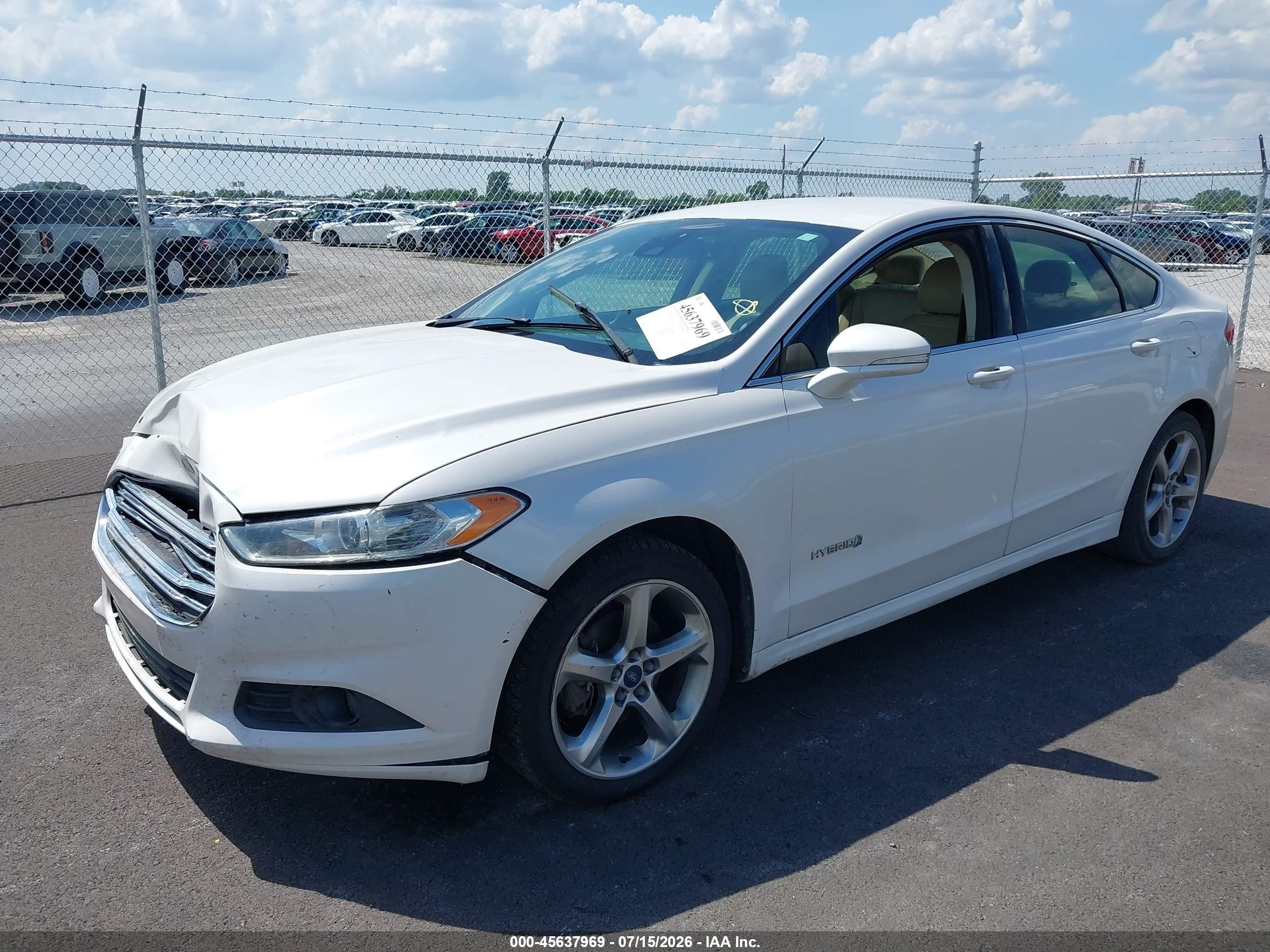 2015 Ford Fusion Hybrid Se White vin: 3FA6P0LU8FR199091
