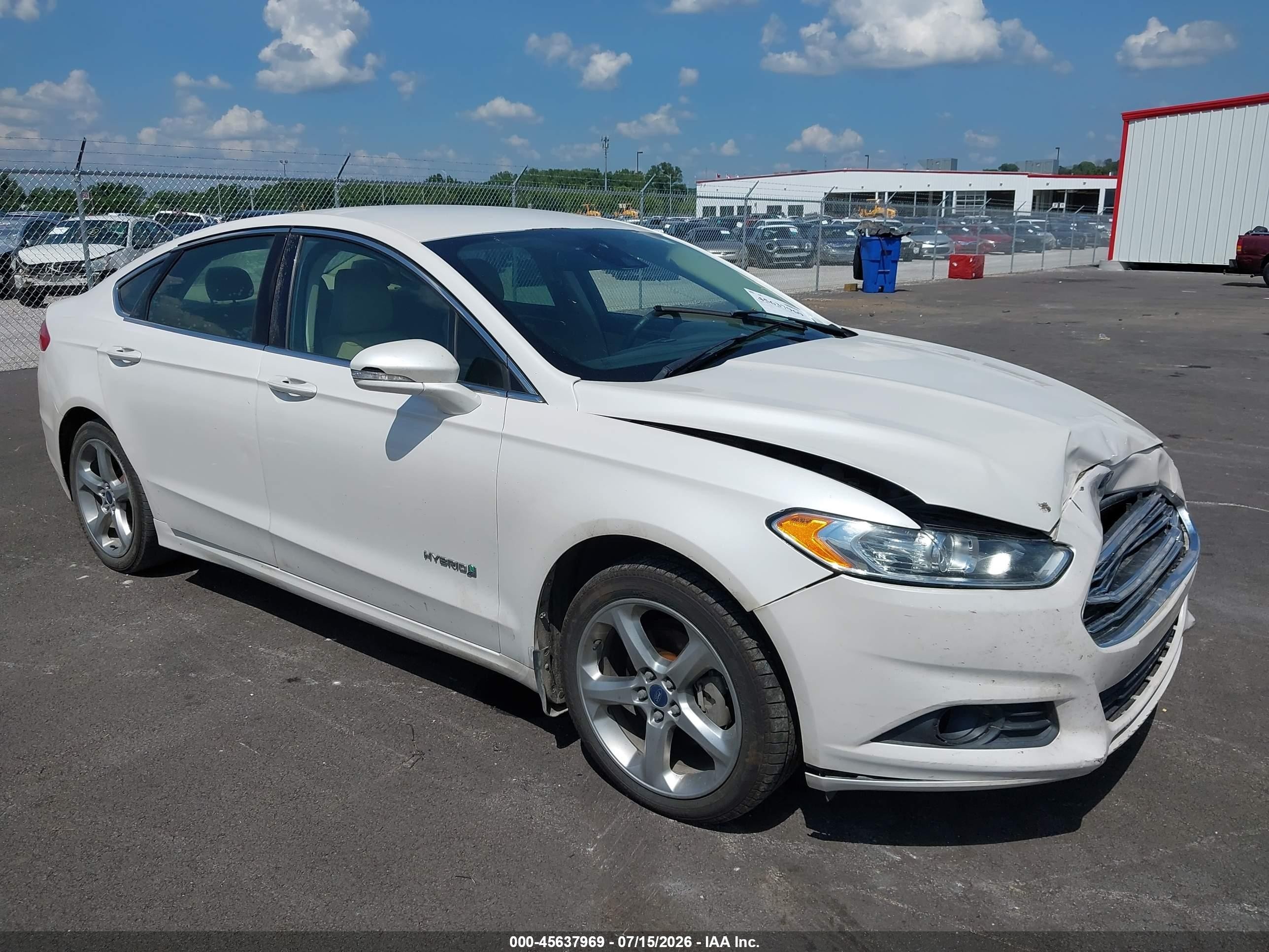 2015 Ford Fusion Hybrid Se White vin: 3FA6P0LU8FR199091
