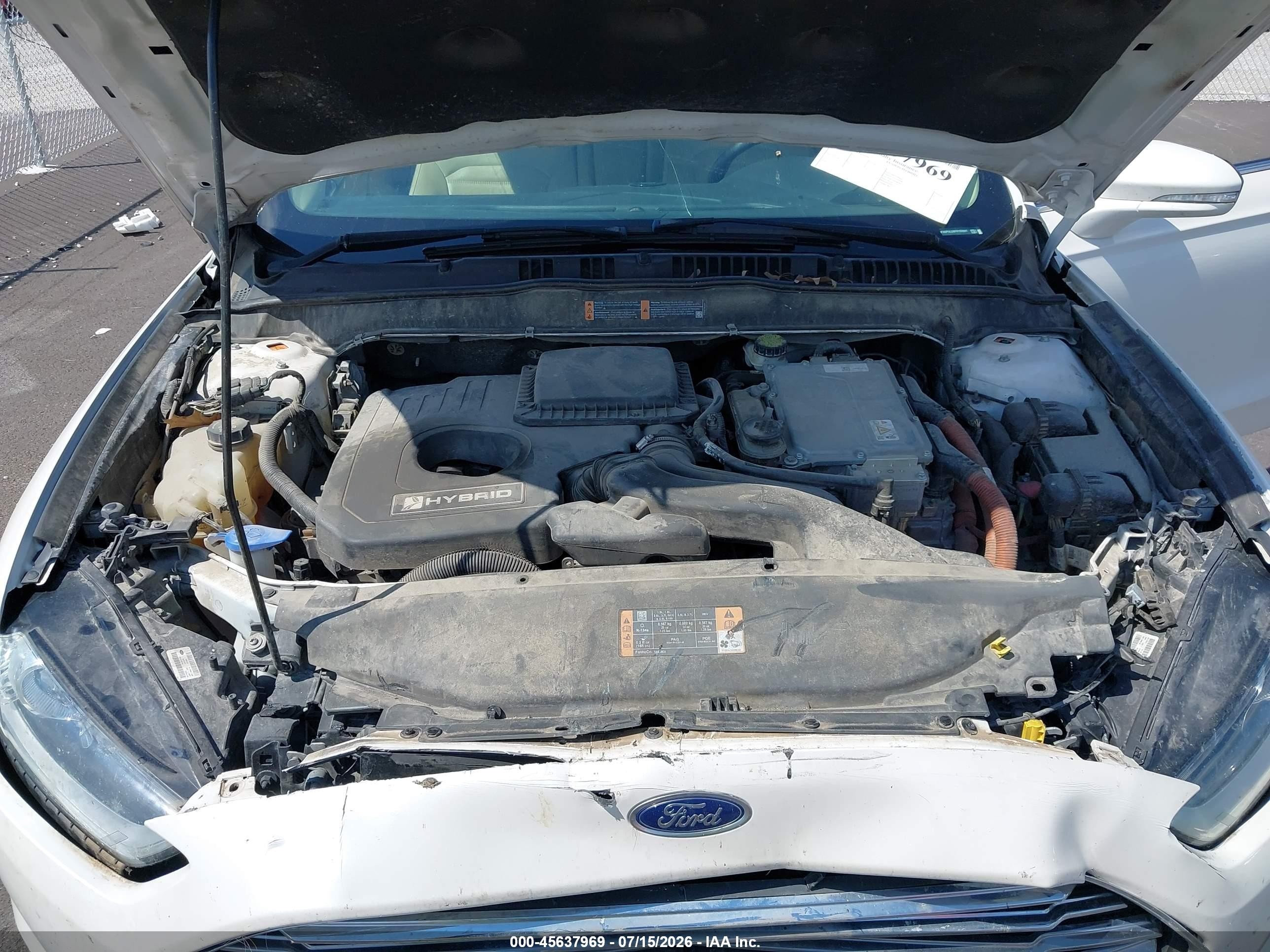 2015 Ford Fusion Hybrid Se White vin: 3FA6P0LU8FR199091
