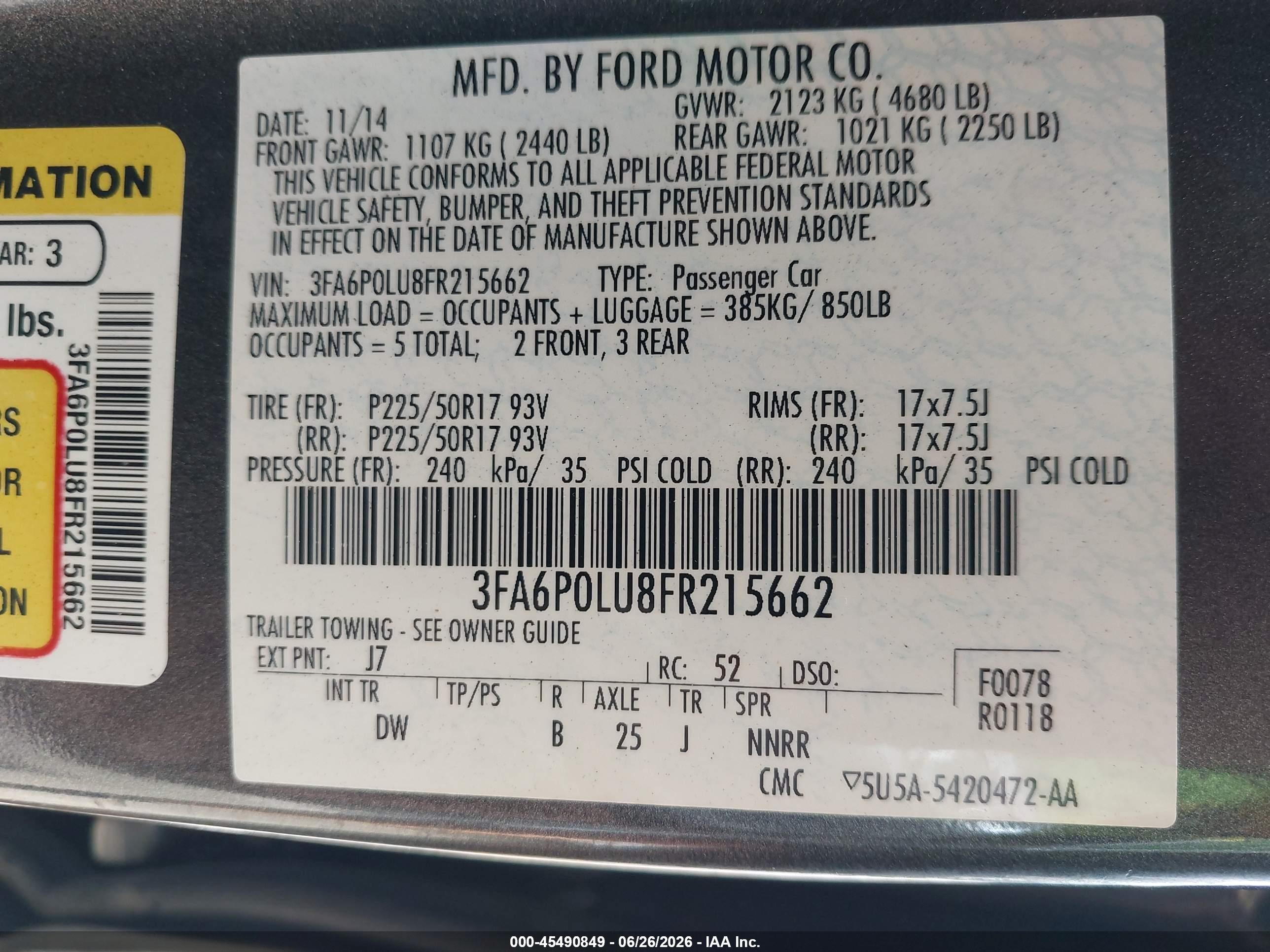 2015 Ford Fusion Hybrid Se Gray vin: 3FA6P0LU8FR215662
