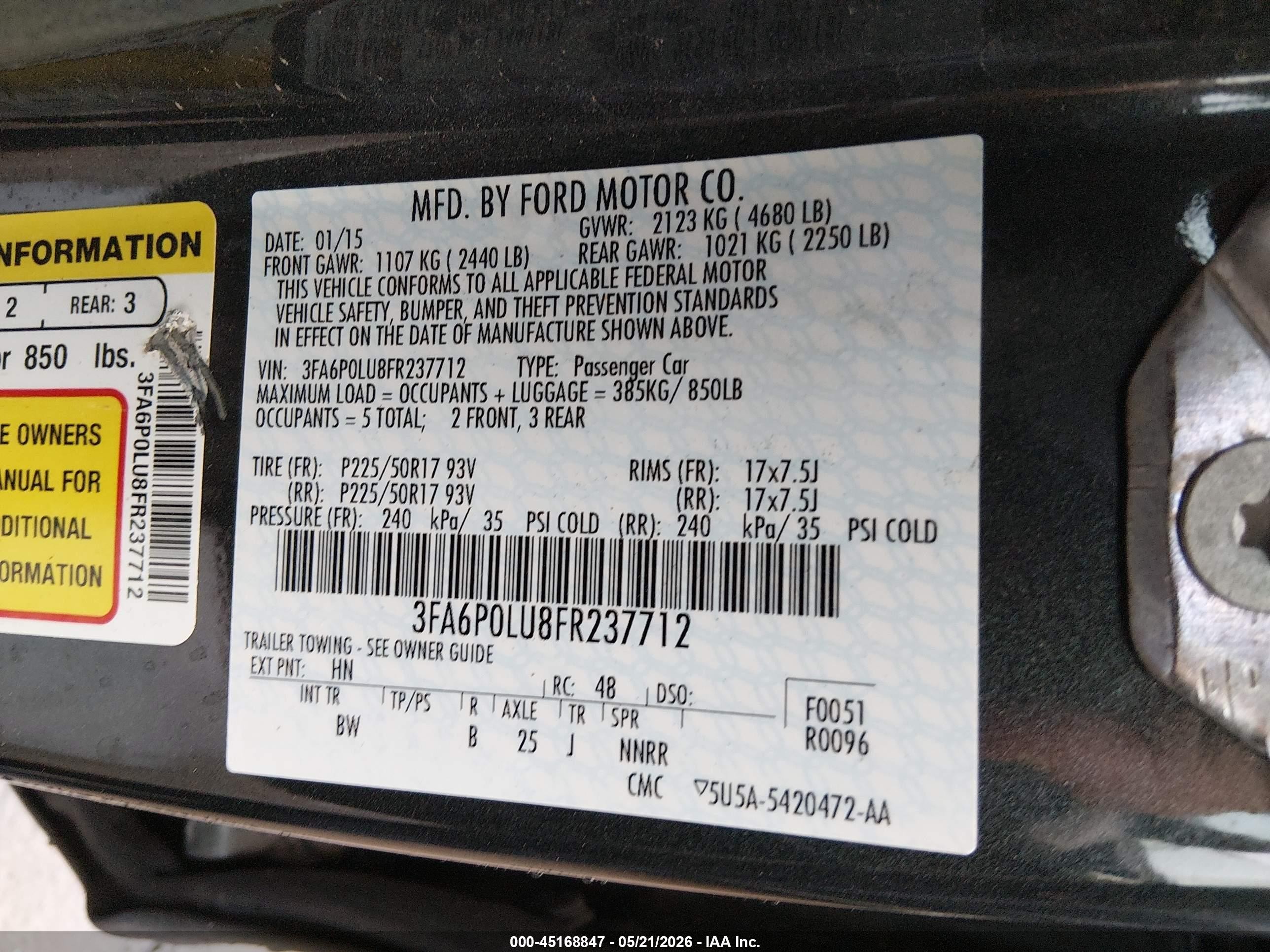 2015 Ford Fusion Hybrid Se Gray vin: 3FA6P0LU8FR237712