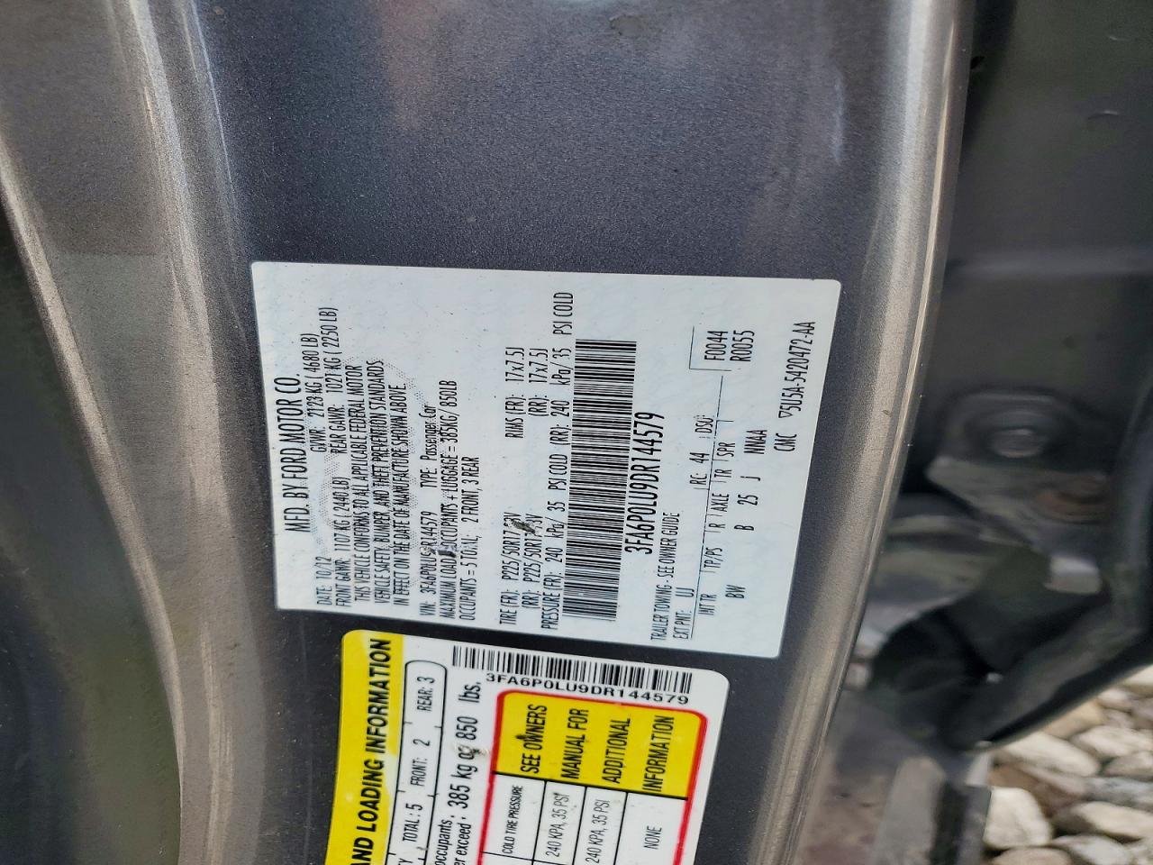 2013 Ford Fusion Se Hybrid Gray vin: 3FA6P0LU9DR144579