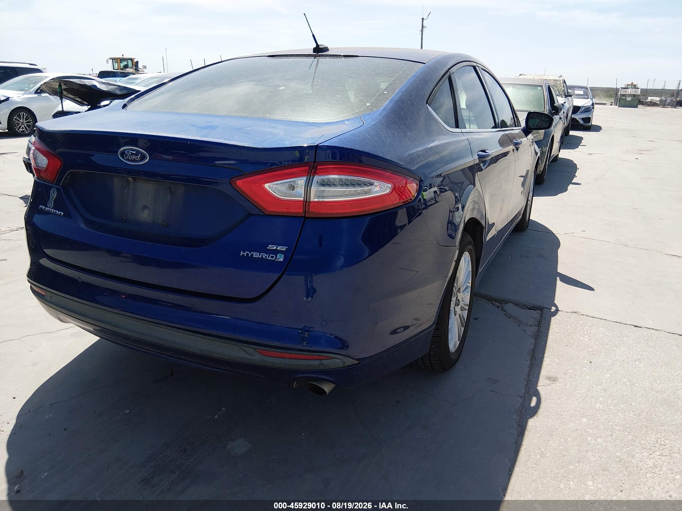 2013 Ford Fusion Hybrid Se Blue vin: 3FA6P0LU9DR237294