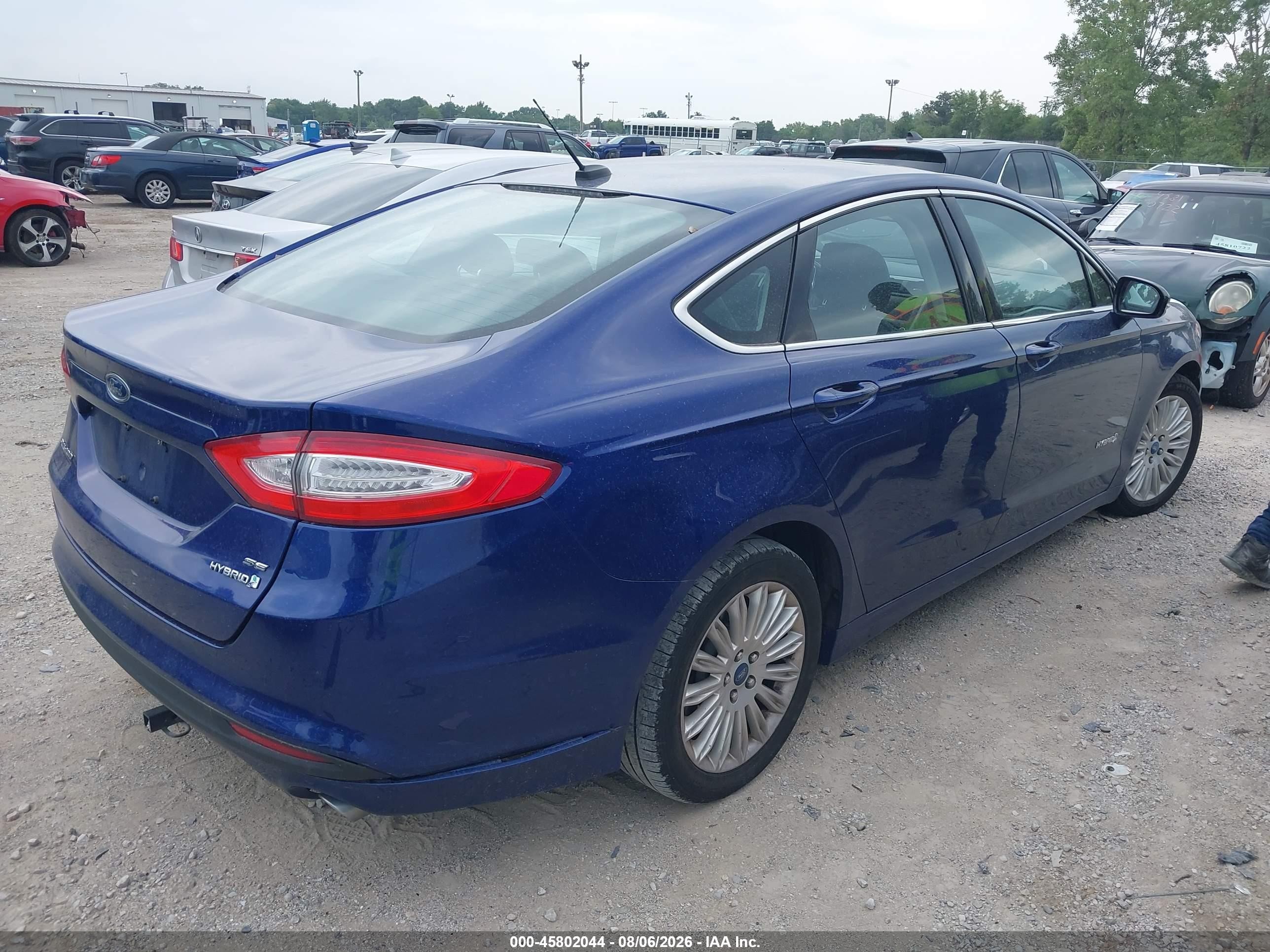 2013 Ford Fusion Hybrid Se Blue vin: 3FA6P0LU9DR264348