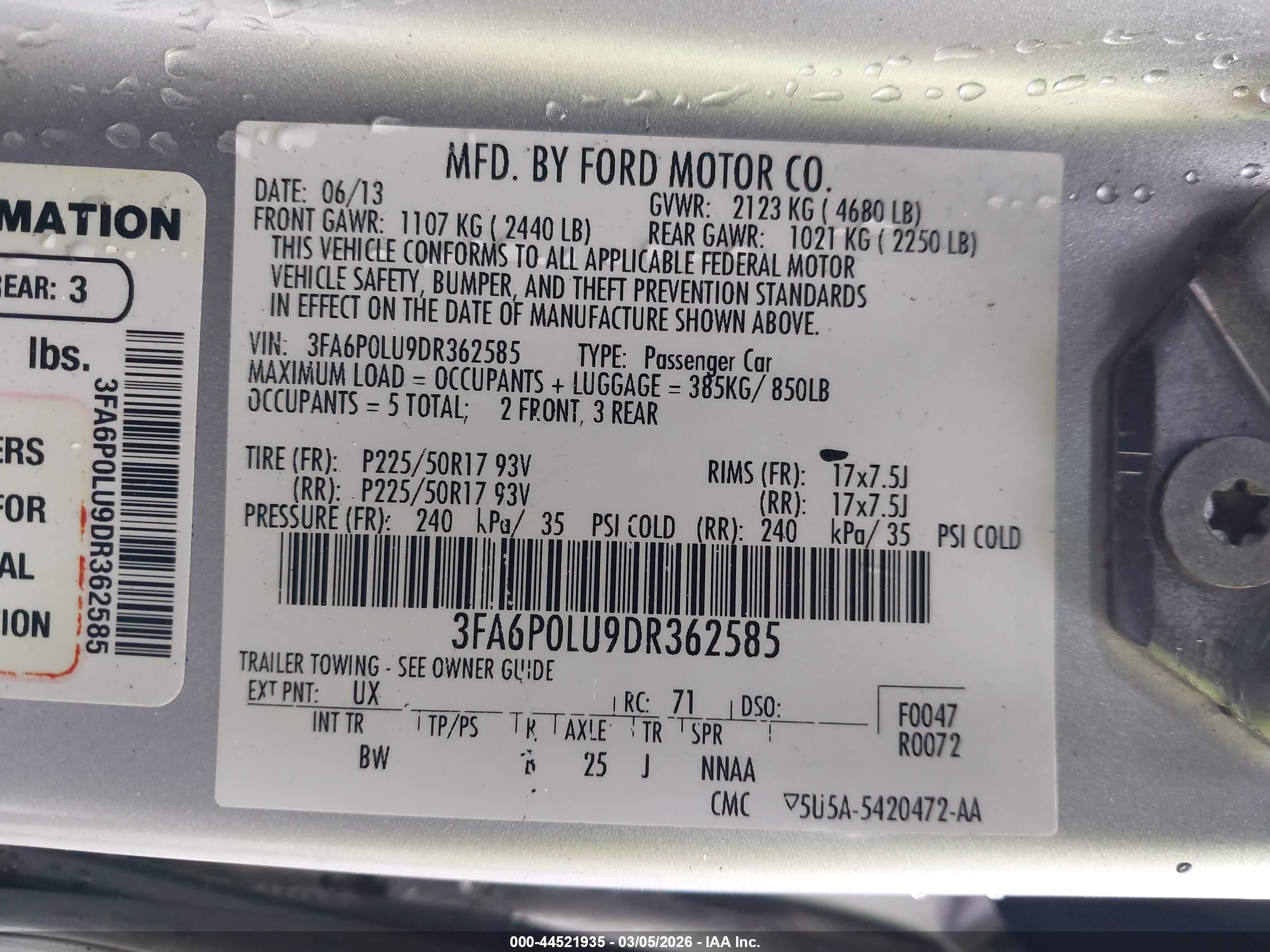 2013 Ford Fusion Hybrid Se Silver vin: 3FA6P0LU9DR362585