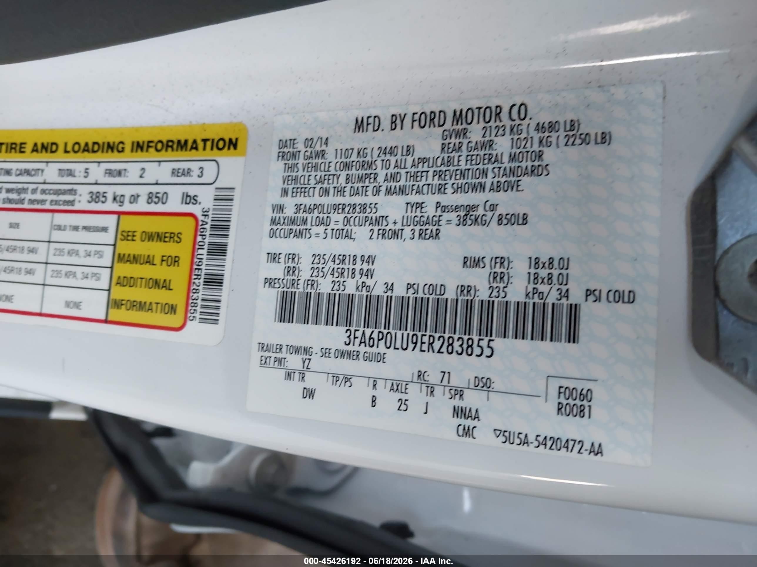 2014 Ford Fusion Hybrid Se White vin: 3FA6P0LU9ER283855