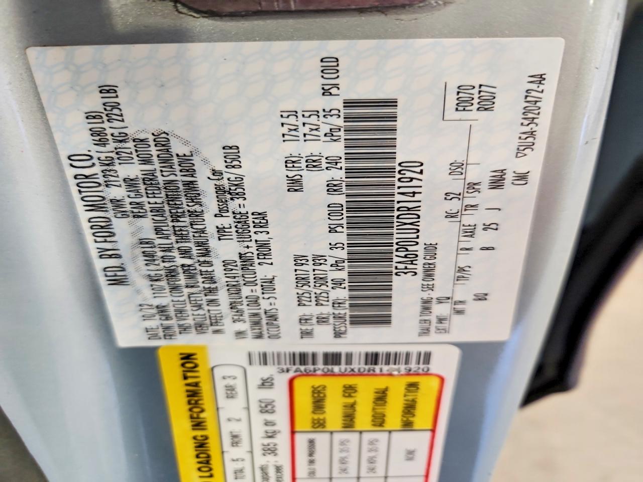 2013 Ford Fusion Se Hybrid Silver vin: 3FA6P0LUXDR141920