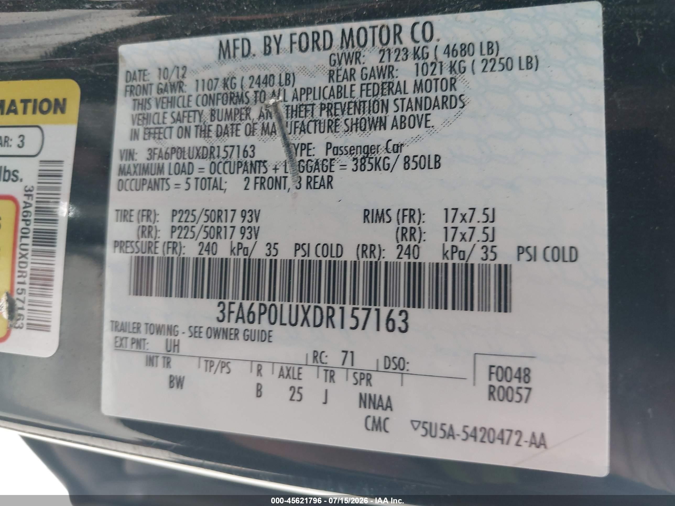 2013 Ford Fusion Hybrid Se Black vin: 3FA6P0LUXDR157163