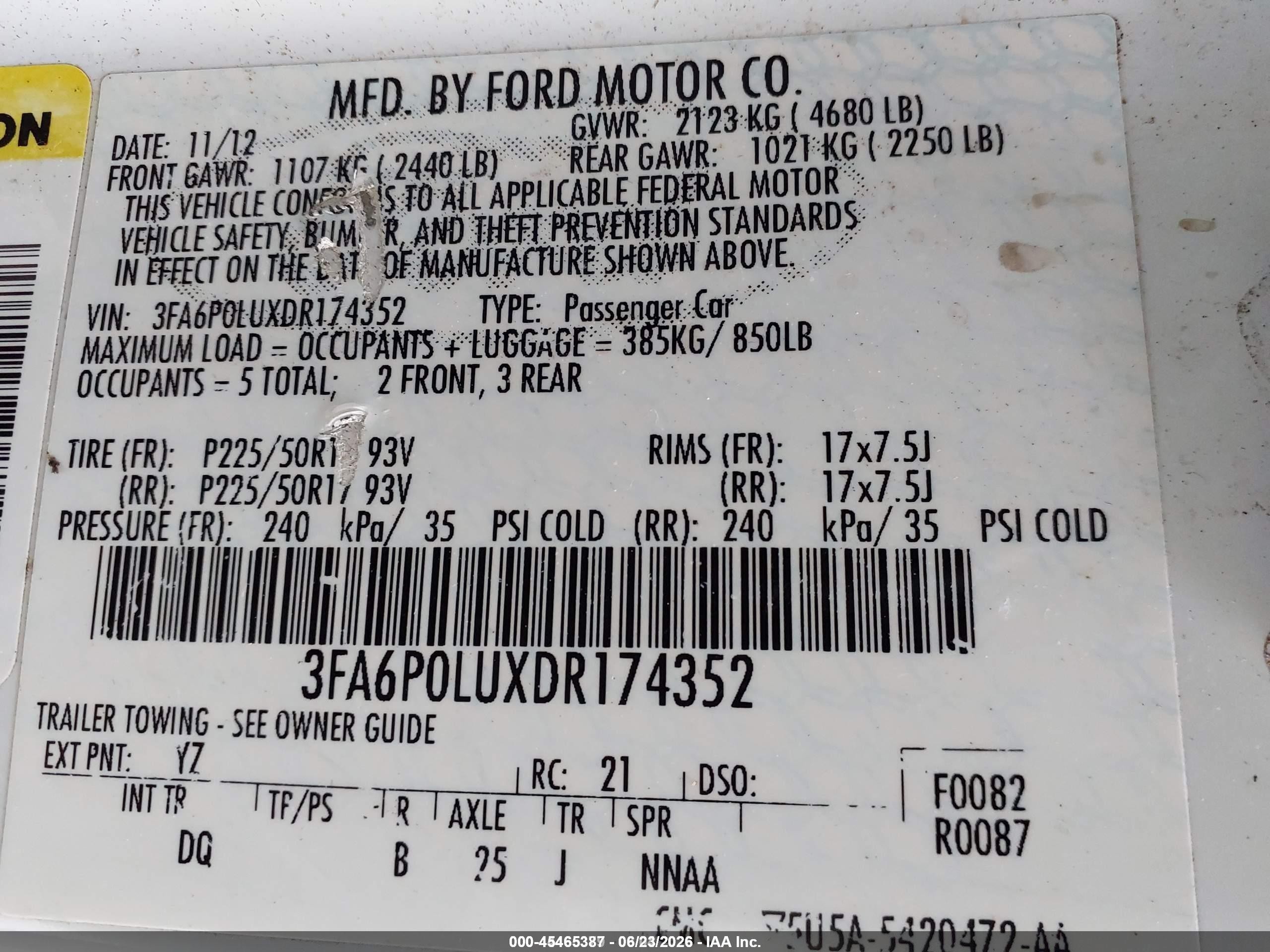 2013 Ford Fusion Hybrid Se White vin: 3FA6P0LUXDR174352