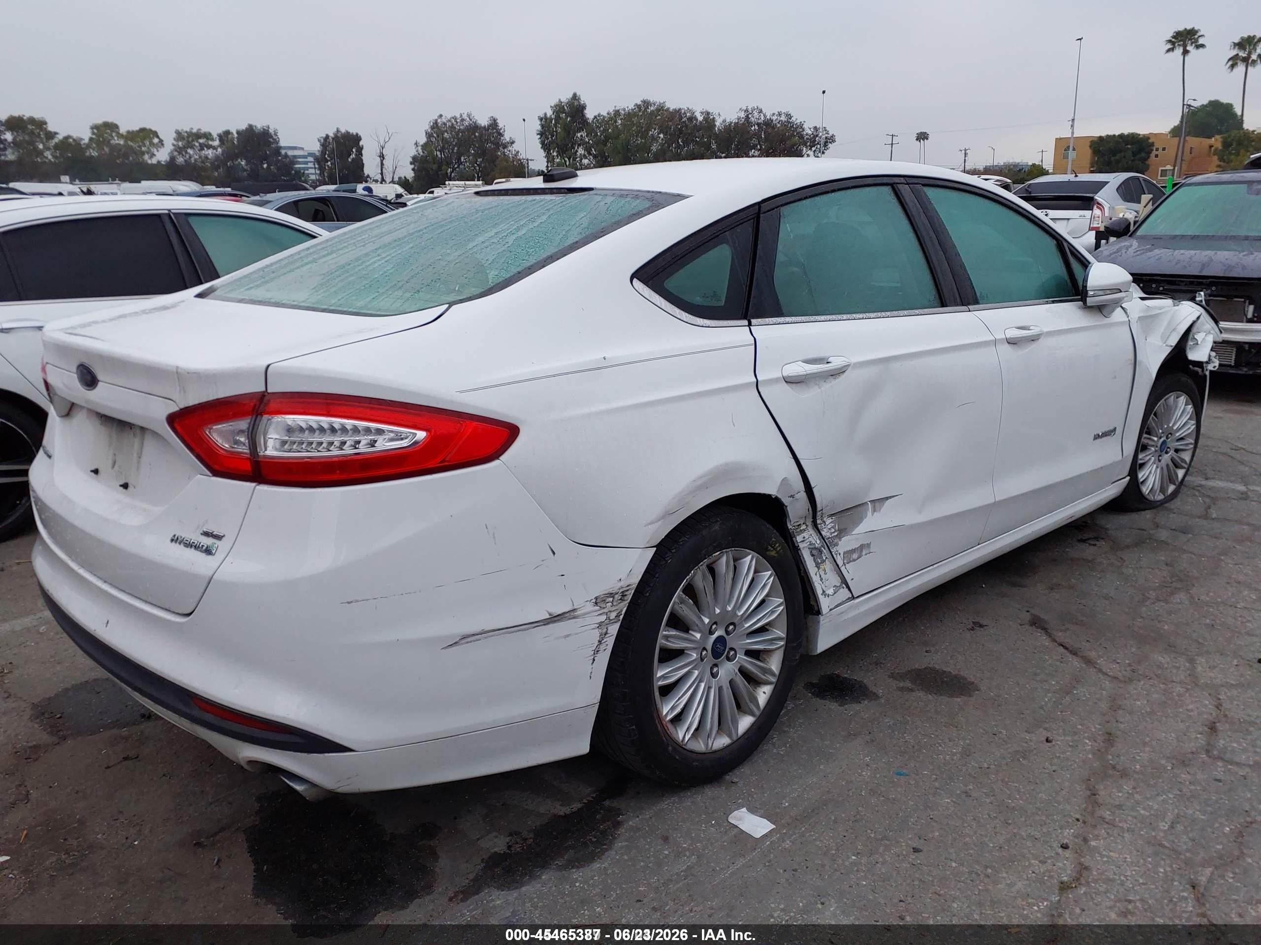 2013 Ford Fusion Hybrid Se White vin: 3FA6P0LUXDR174352