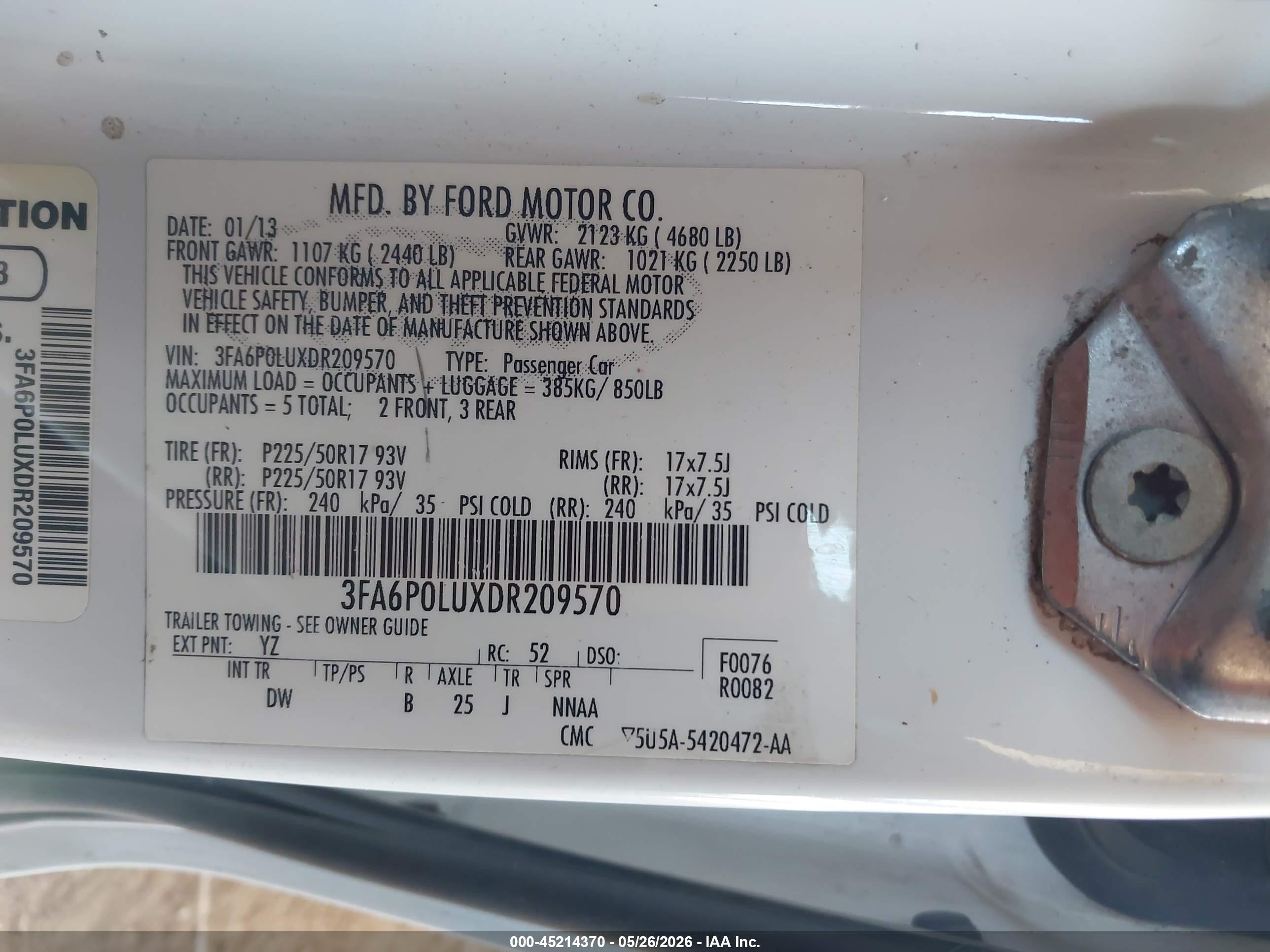 2013 Ford Fusion Hybrid Se Белый vin: 3FA6P0LUXDR209570