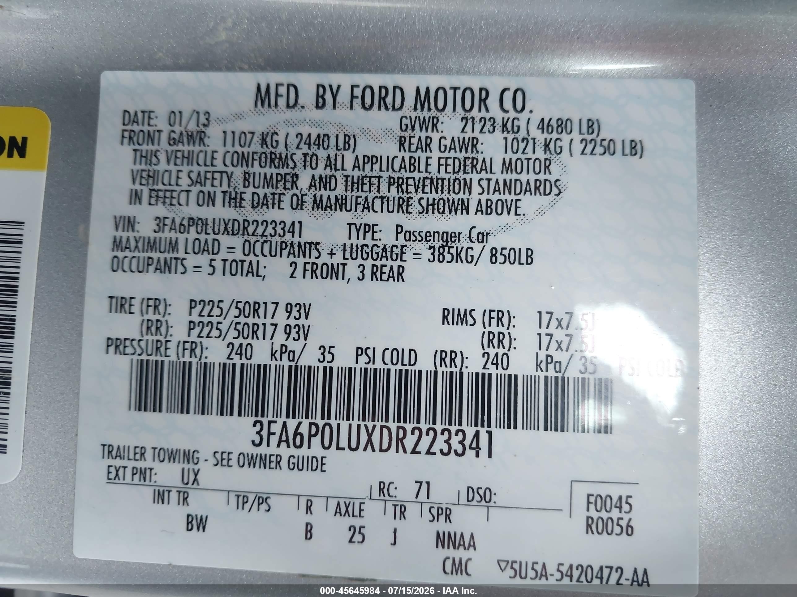 2013 Ford Fusion Hybrid Se Silver vin: 3FA6P0LUXDR223341