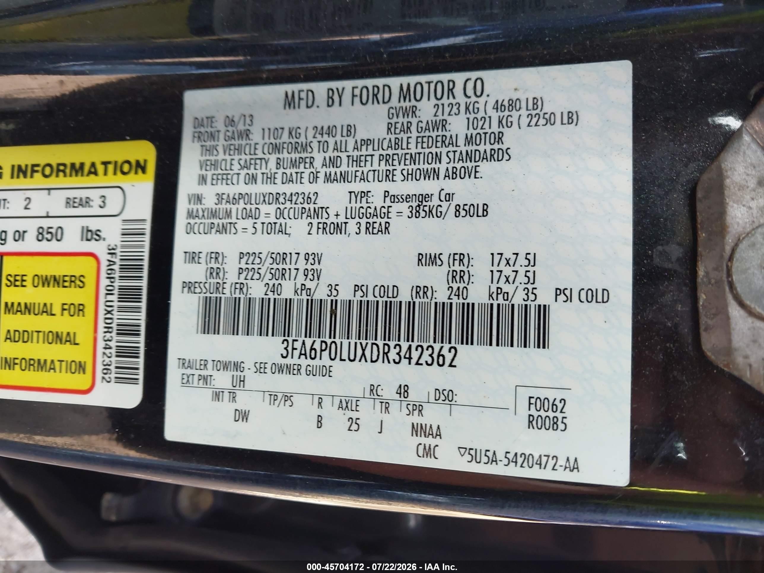 2013 Ford Fusion Hybrid Se Black vin: 3FA6P0LUXDR342362