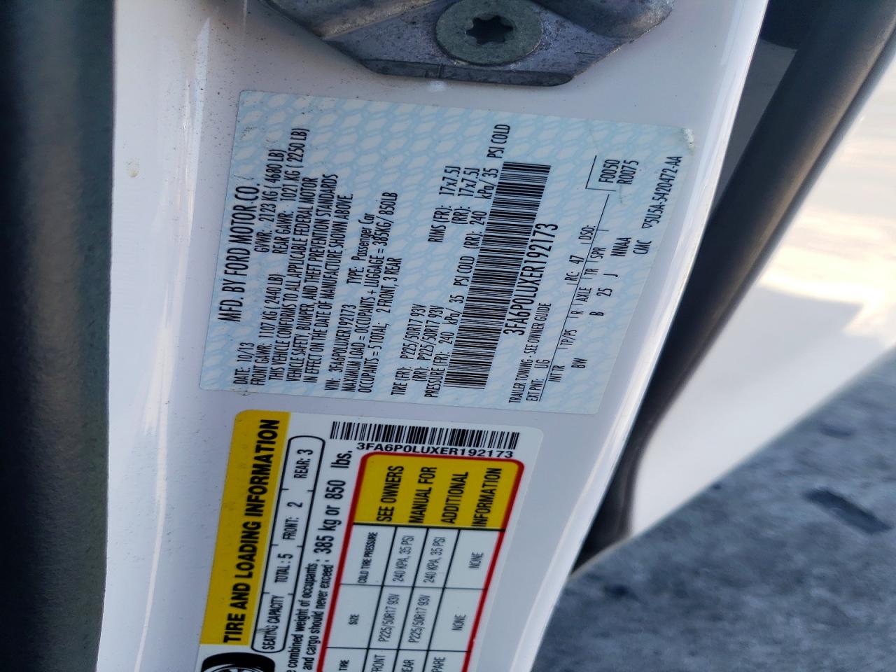 2014 Ford Fusion Se Hybrid White vin: 3FA6P0LUXER192173