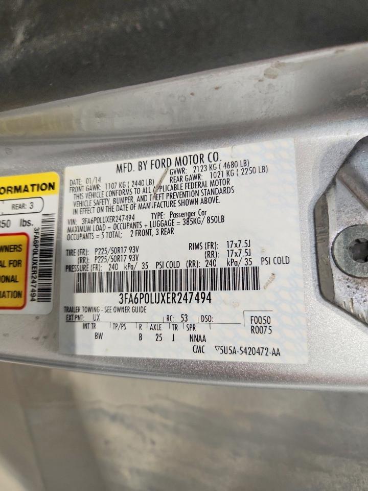 2014 Ford Fusion Hybrid Silver vin: 3FA6P0LUXER247494