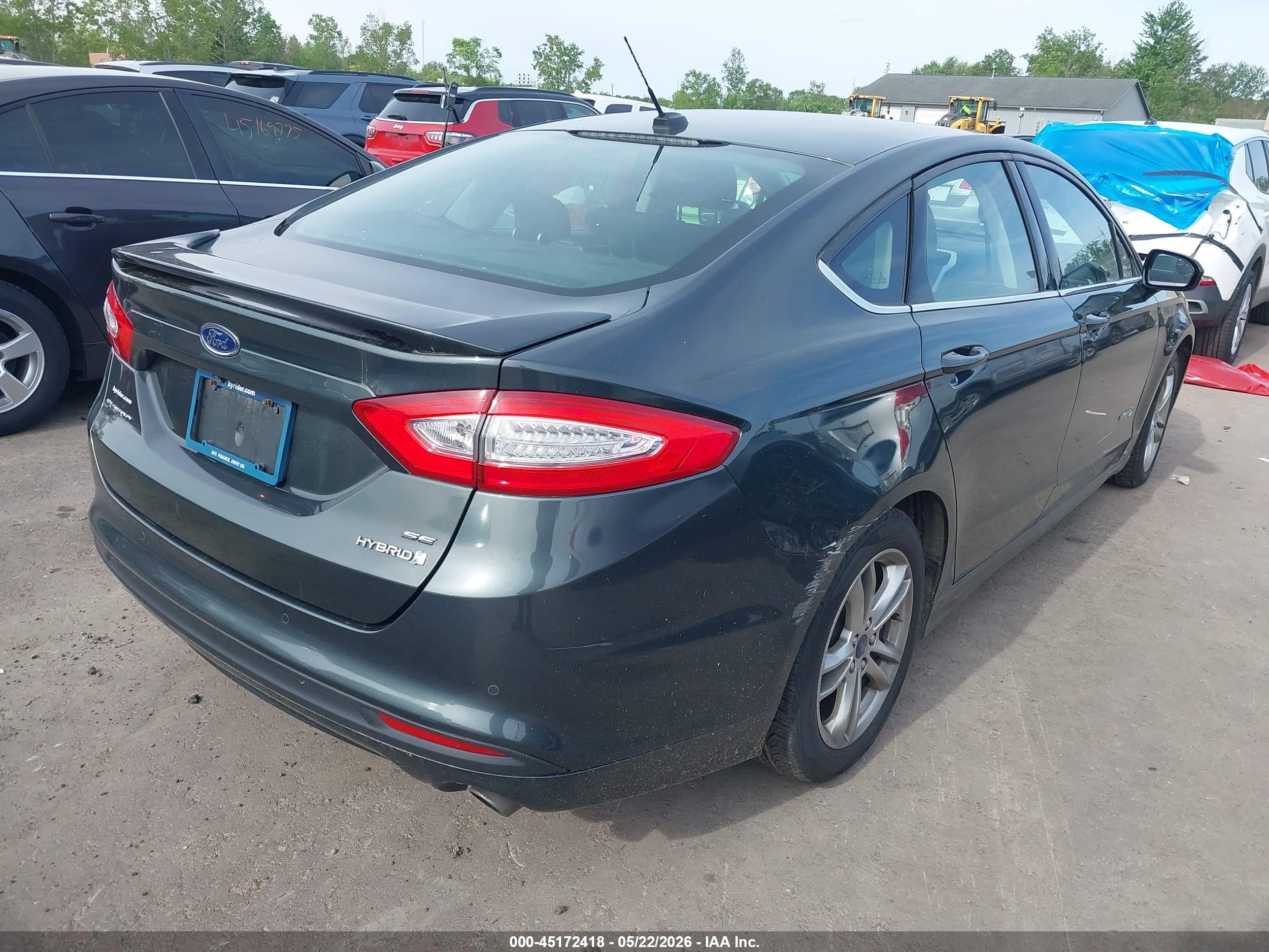 2015 Ford Fusion Hybrid Se Green vin: 3FA6P0LUXFR221995