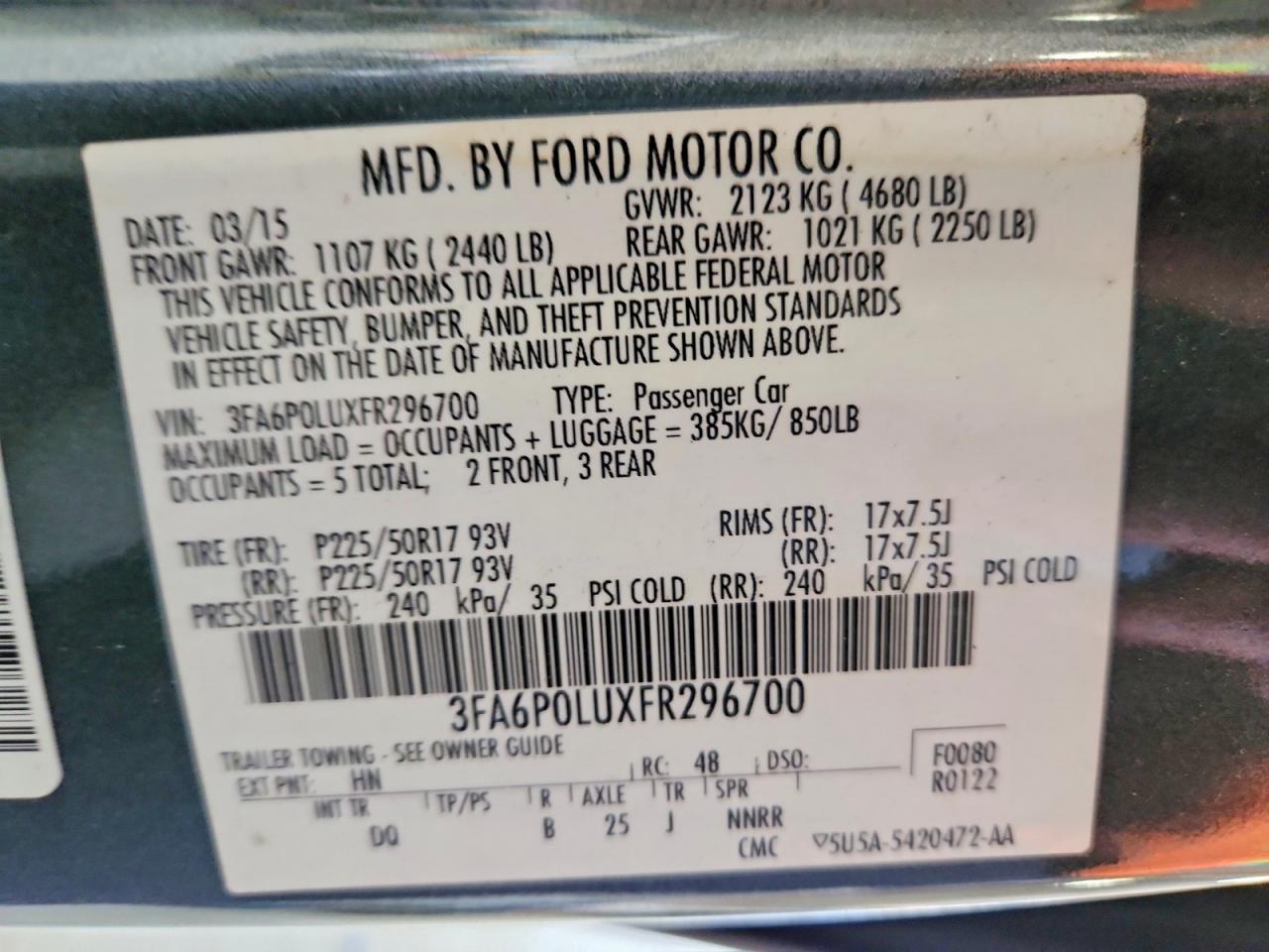 2015 Ford Fusion Se Hybrid Gray vin: 3FA6P0LUXFR296700
