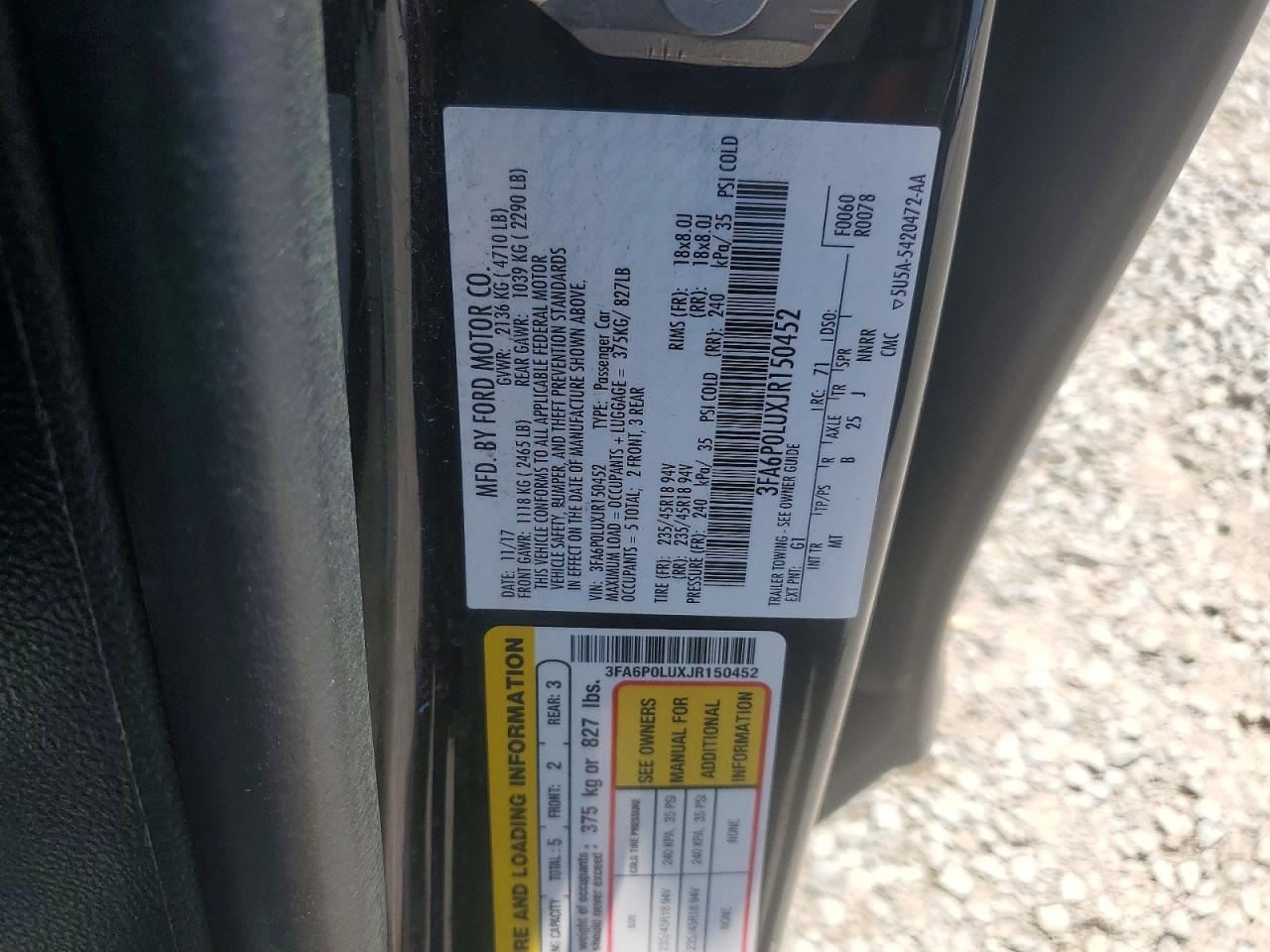 2018 Ford Fusion Se Hybrid Black vin: 3FA6P0LUXJR150452