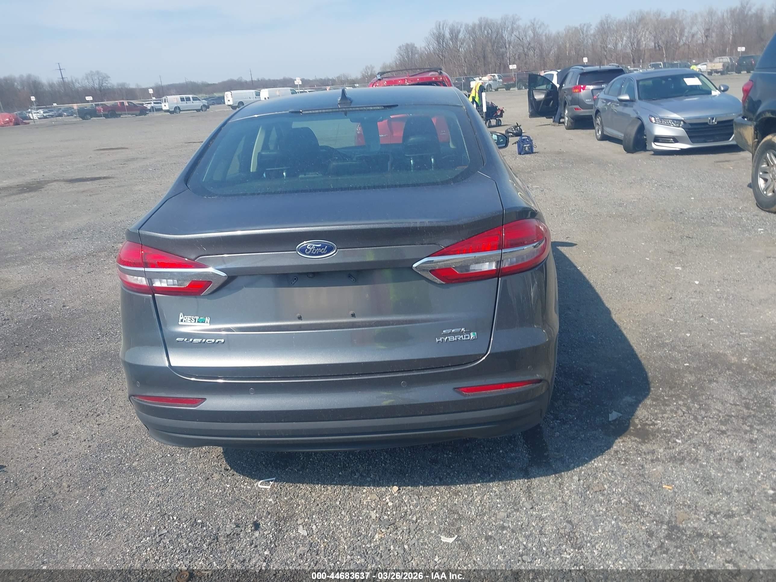 2019 Ford Fusion Hybrid Sel Gray vin: 3FA6P0MU8KR194868