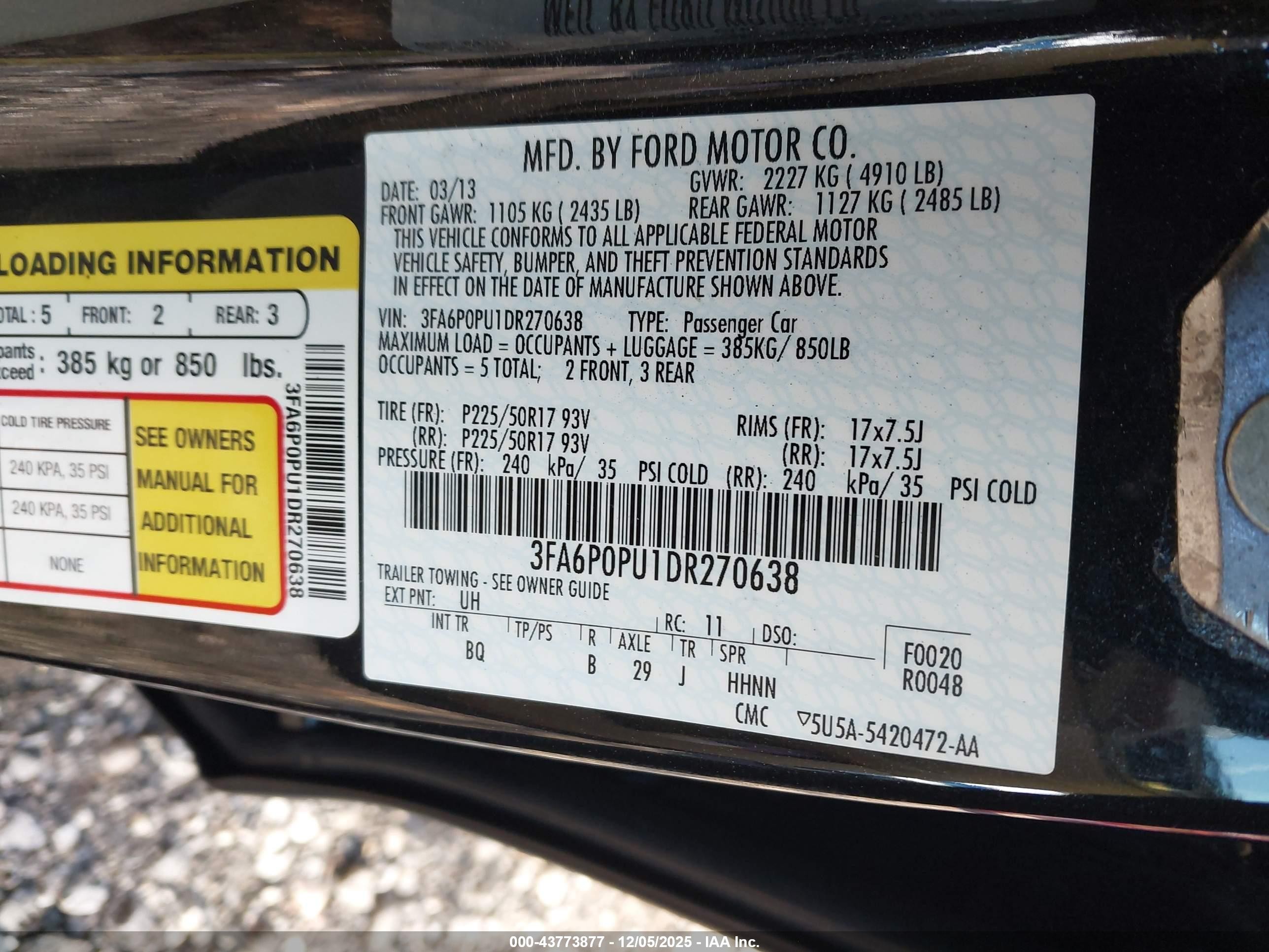 2013 Ford Fusion Energi Se Luxury Black vin: 3FA6P0PU1DR270638