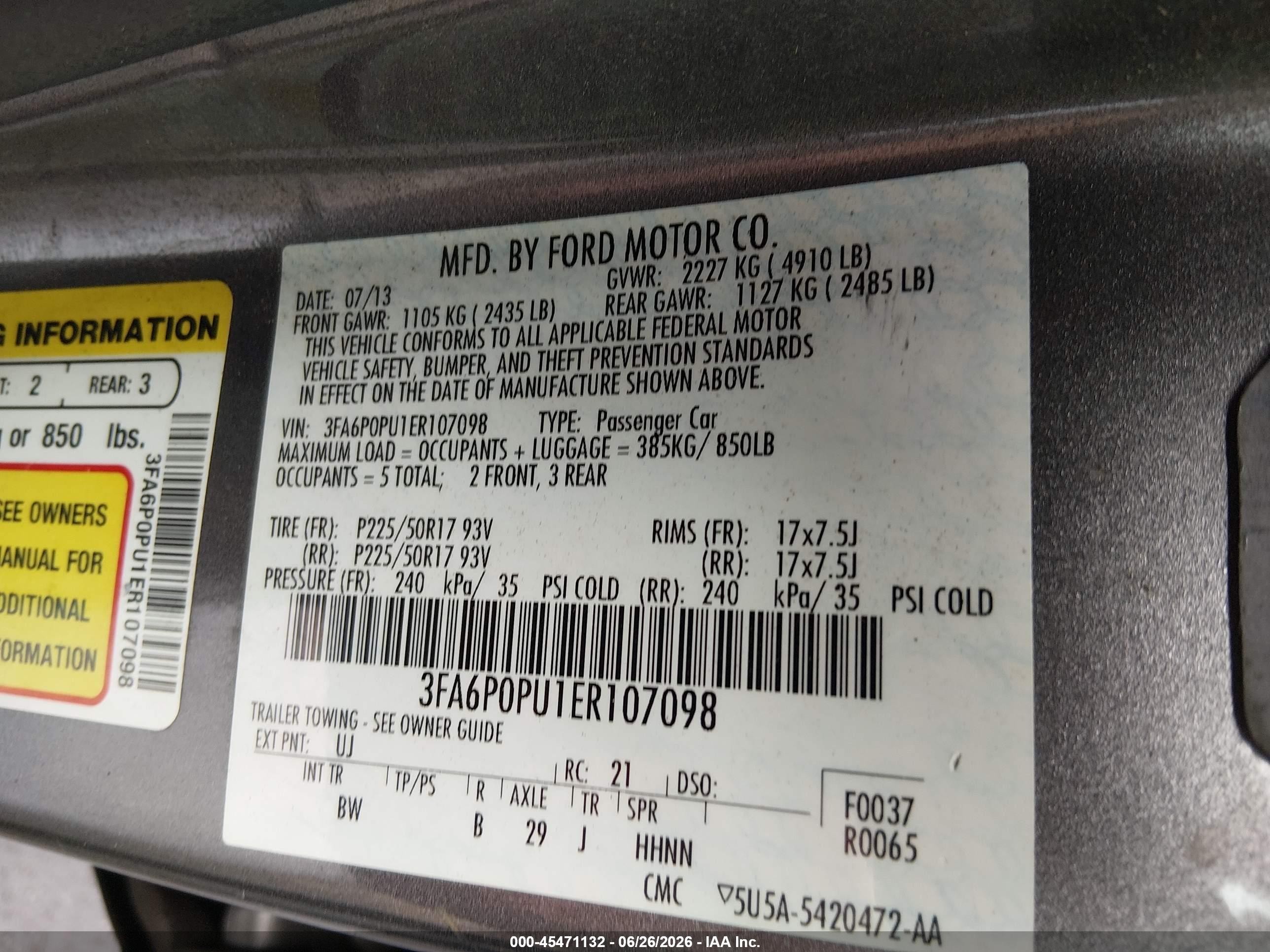 2014 Ford Fusion Energi Se Luxury Silver vin: 3FA6P0PU1ER107098