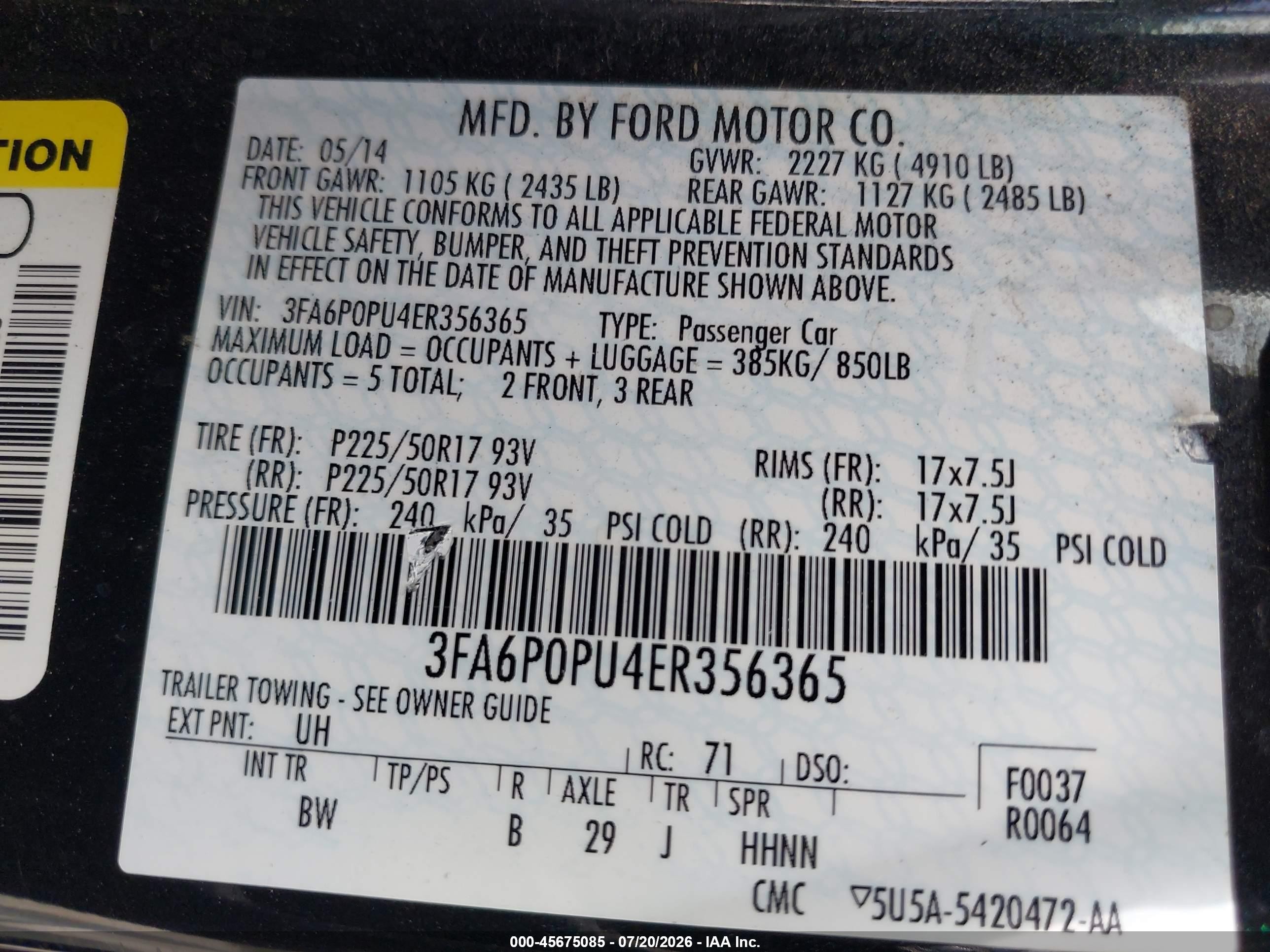 2014 Ford Fusion Energi Se Luxury Black vin: 3FA6P0PU4ER356365