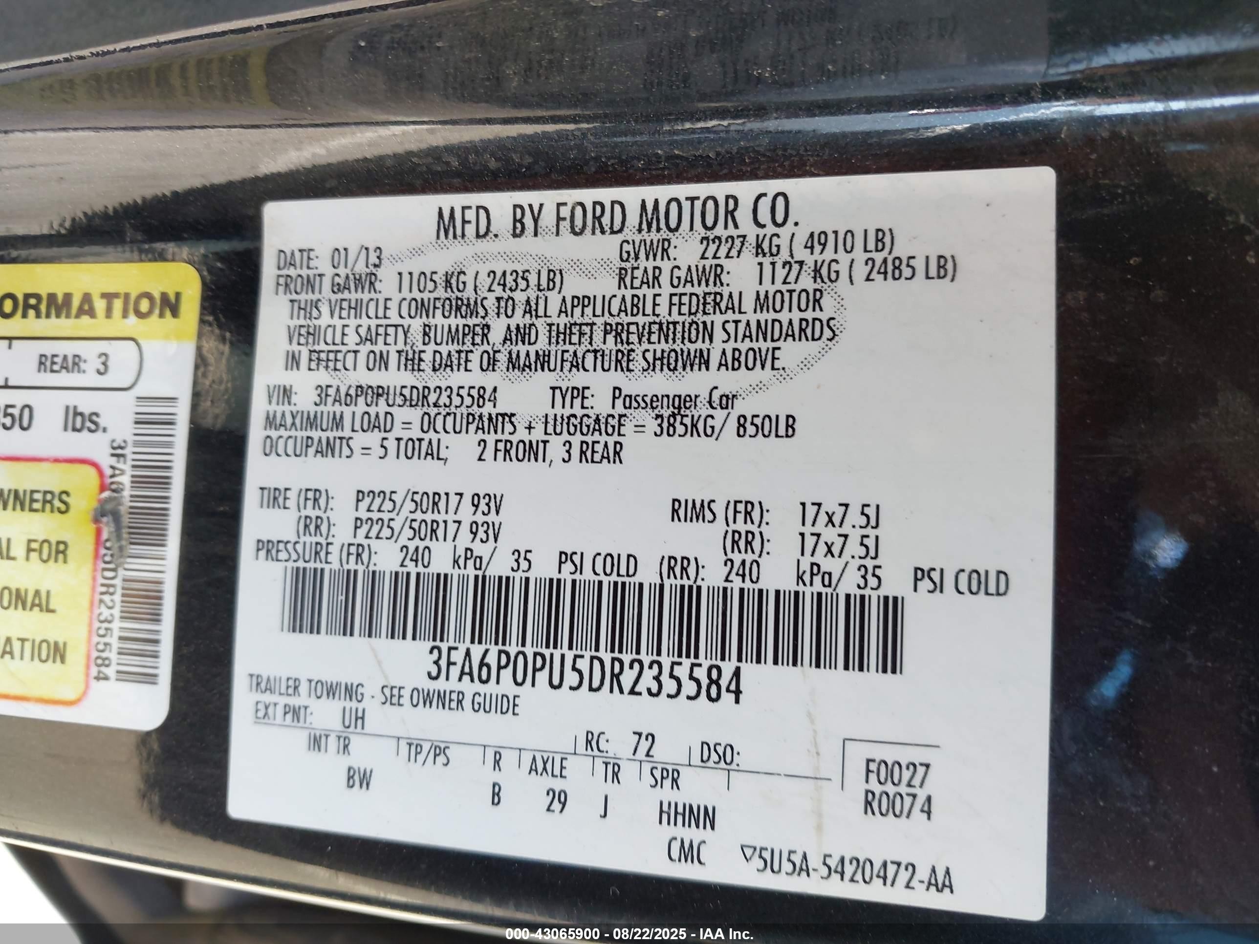 2013 Ford Fusion Energi Se Luxury Черный vin: 3FA6P0PU5DR235584