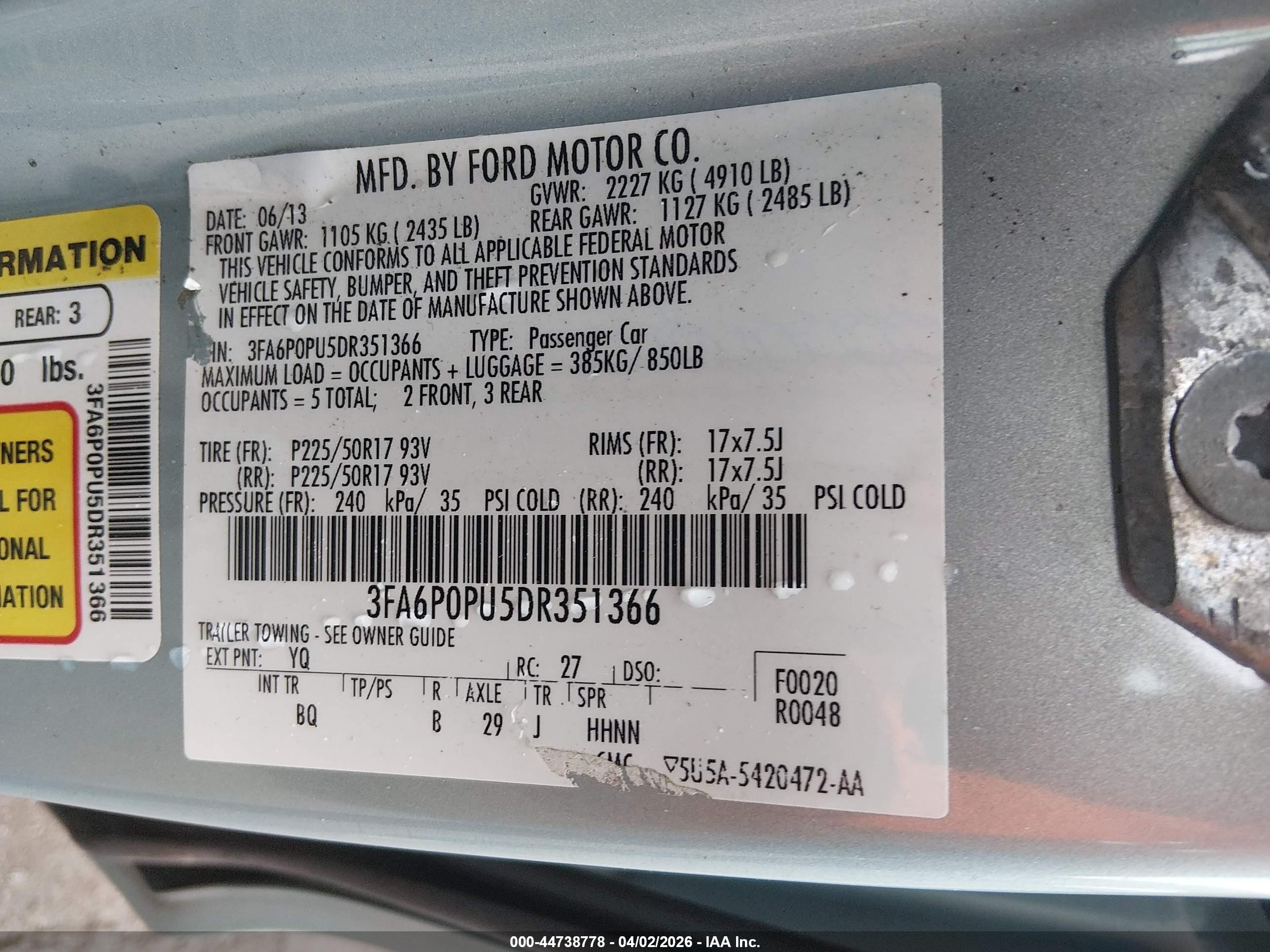 2013 Ford Fusion Energi Se Luxury Синий vin: 3FA6P0PU5DR351366