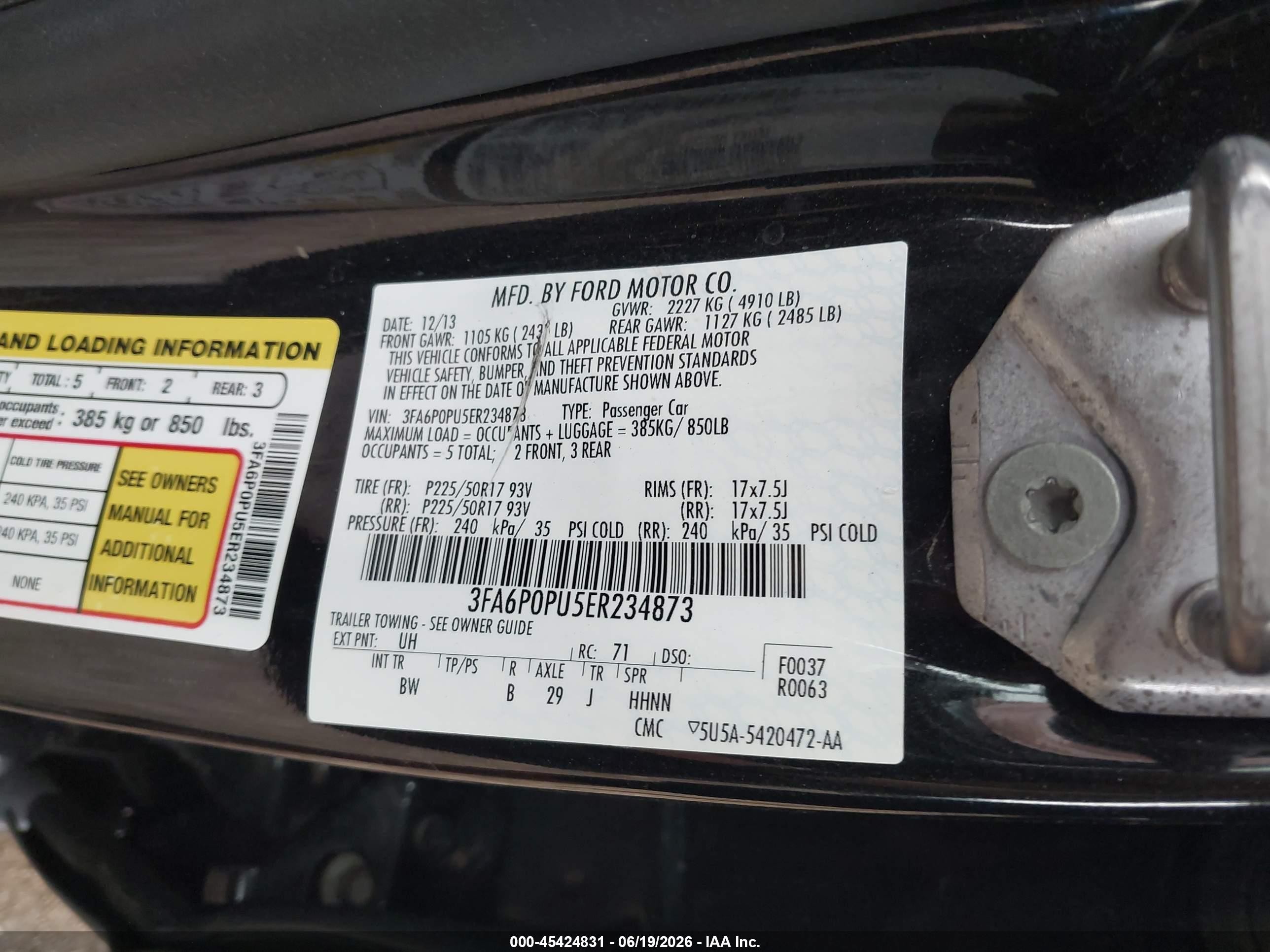 2014 Ford Fusion Energi Se Luxury Черный vin: 3FA6P0PU5ER234873