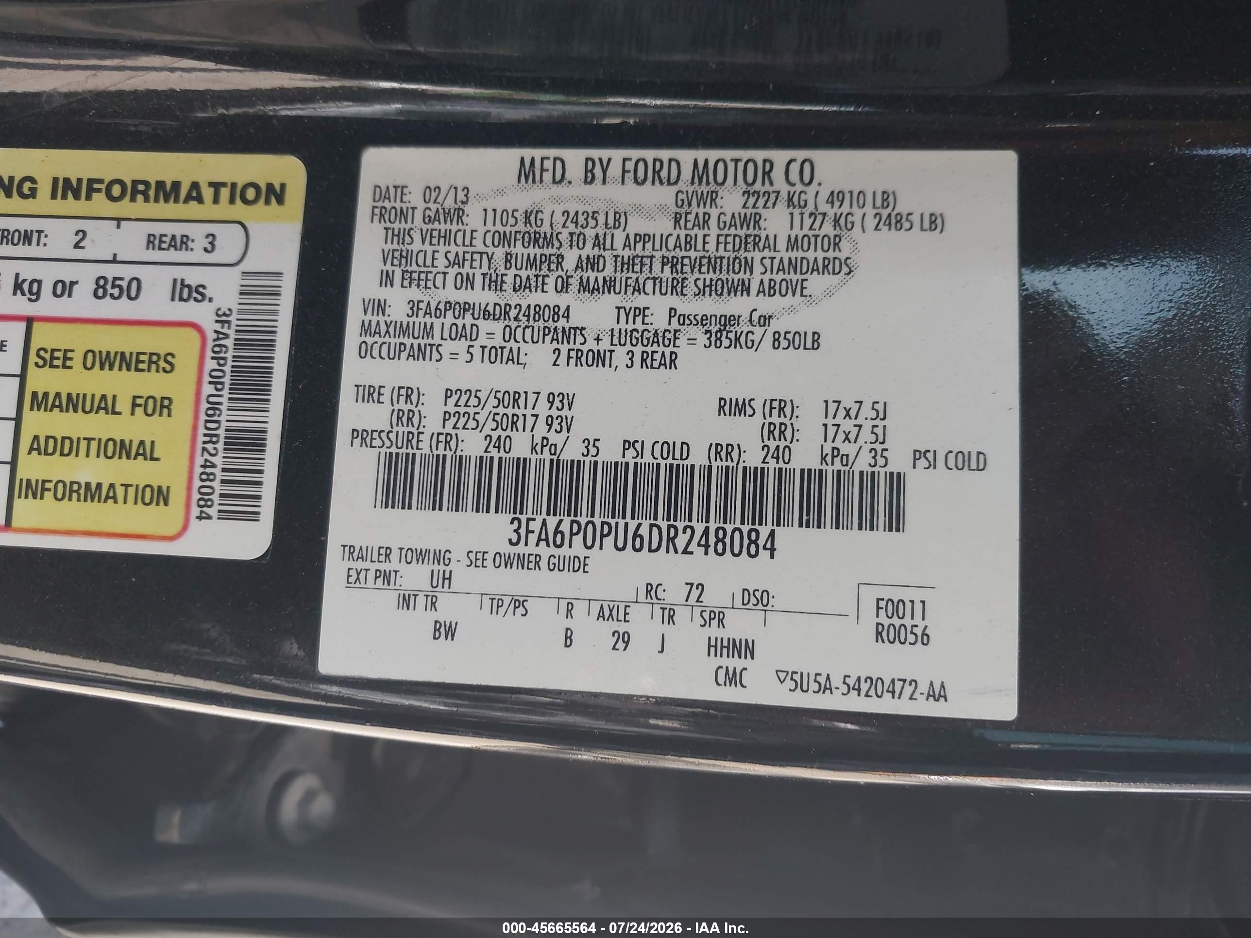 2013 Ford Fusion Energi Se Luxury Черный vin: 3FA6P0PU6DR248084