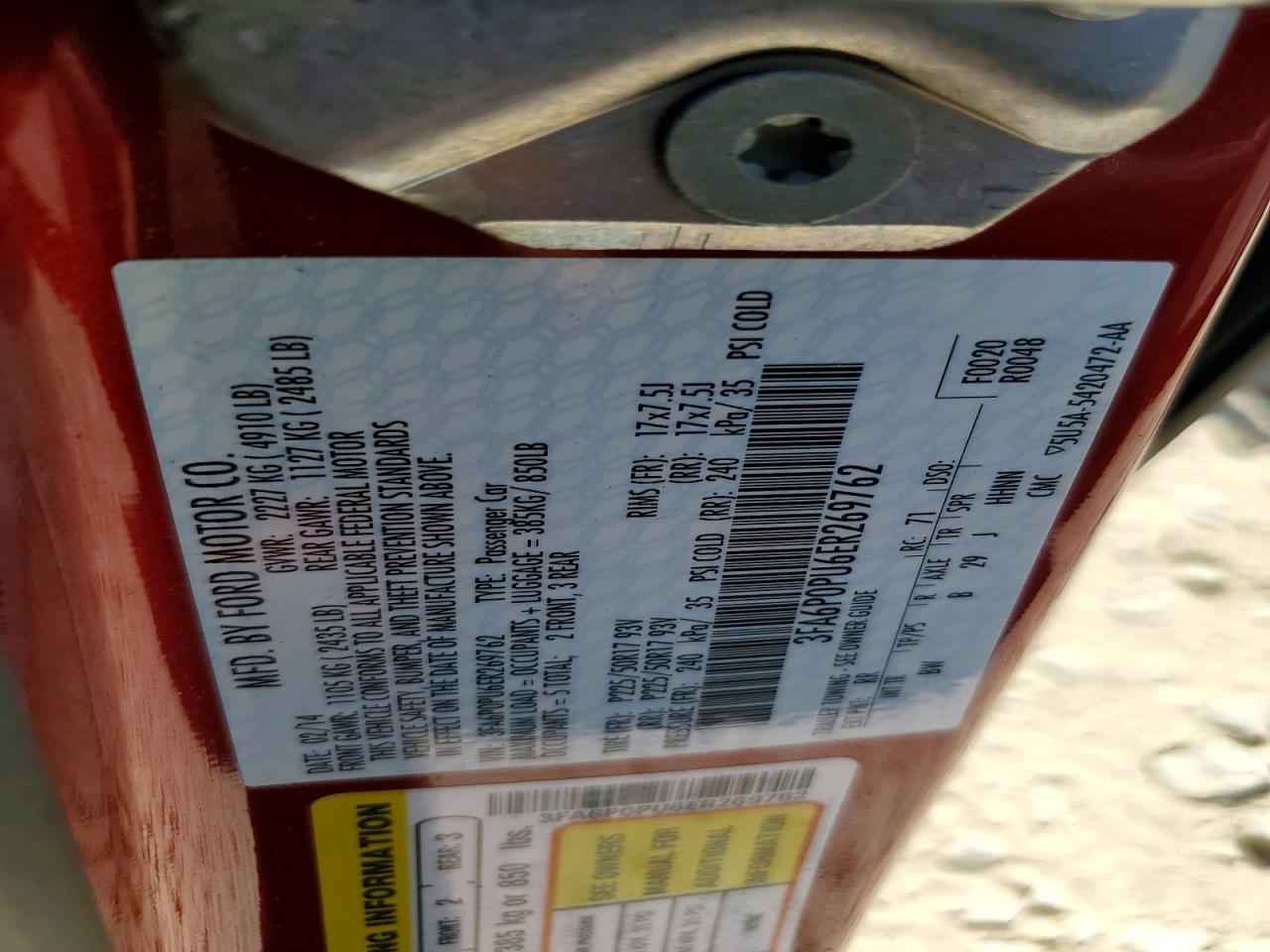 2014 Ford Fusion Se Phev Красный vin: 3FA6P0PU6ER269762
