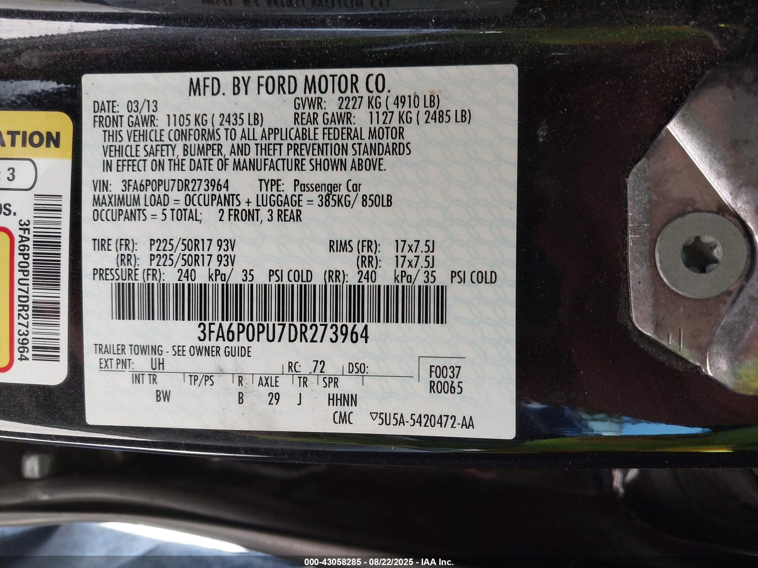 2013 Ford Fusion Energi Se Luxury Черный vin: 3FA6P0PU7DR273964