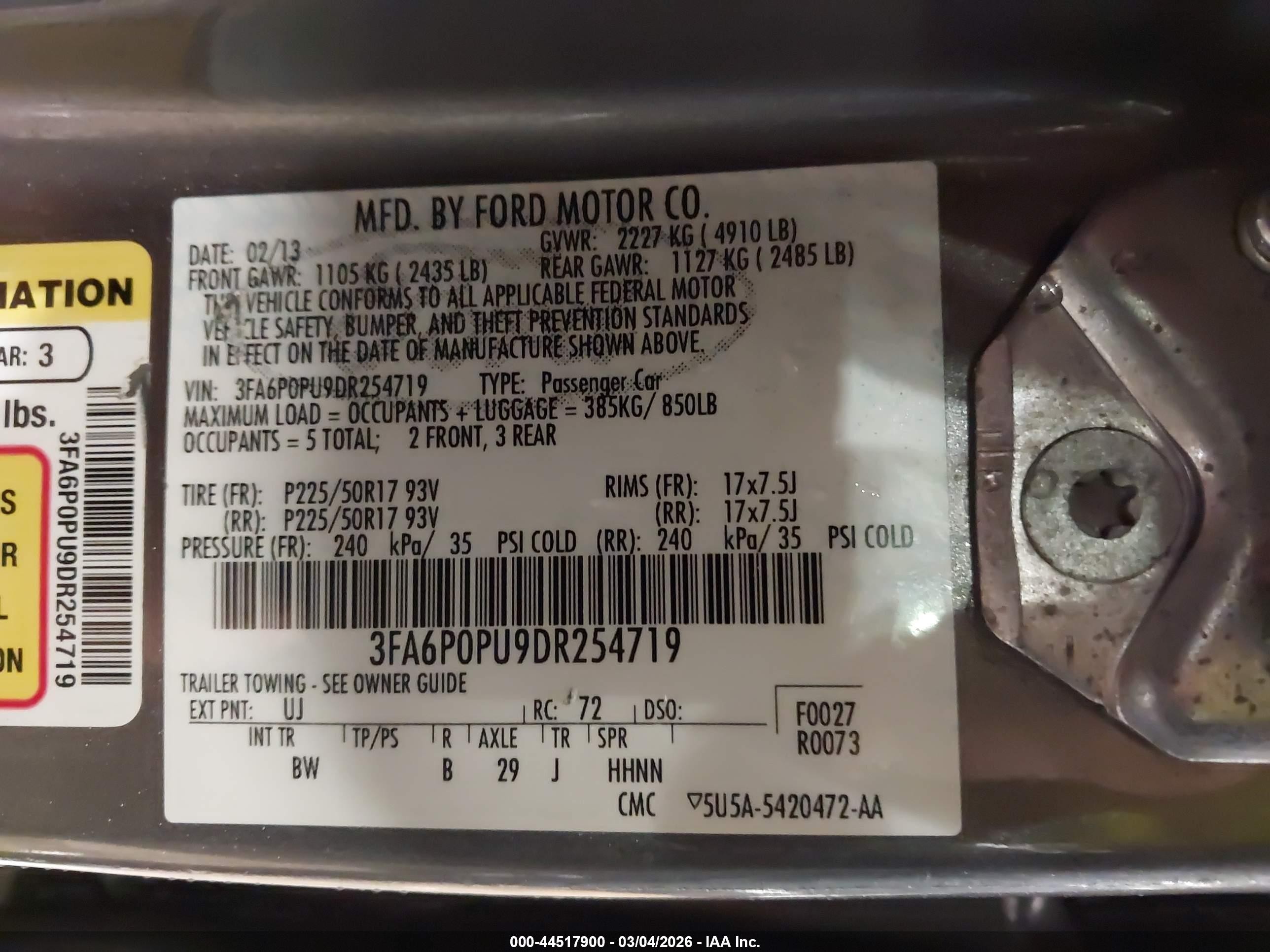 2013 Ford Fusion Energi Se Luxury Gray vin: 3FA6P0PU9DR254719
