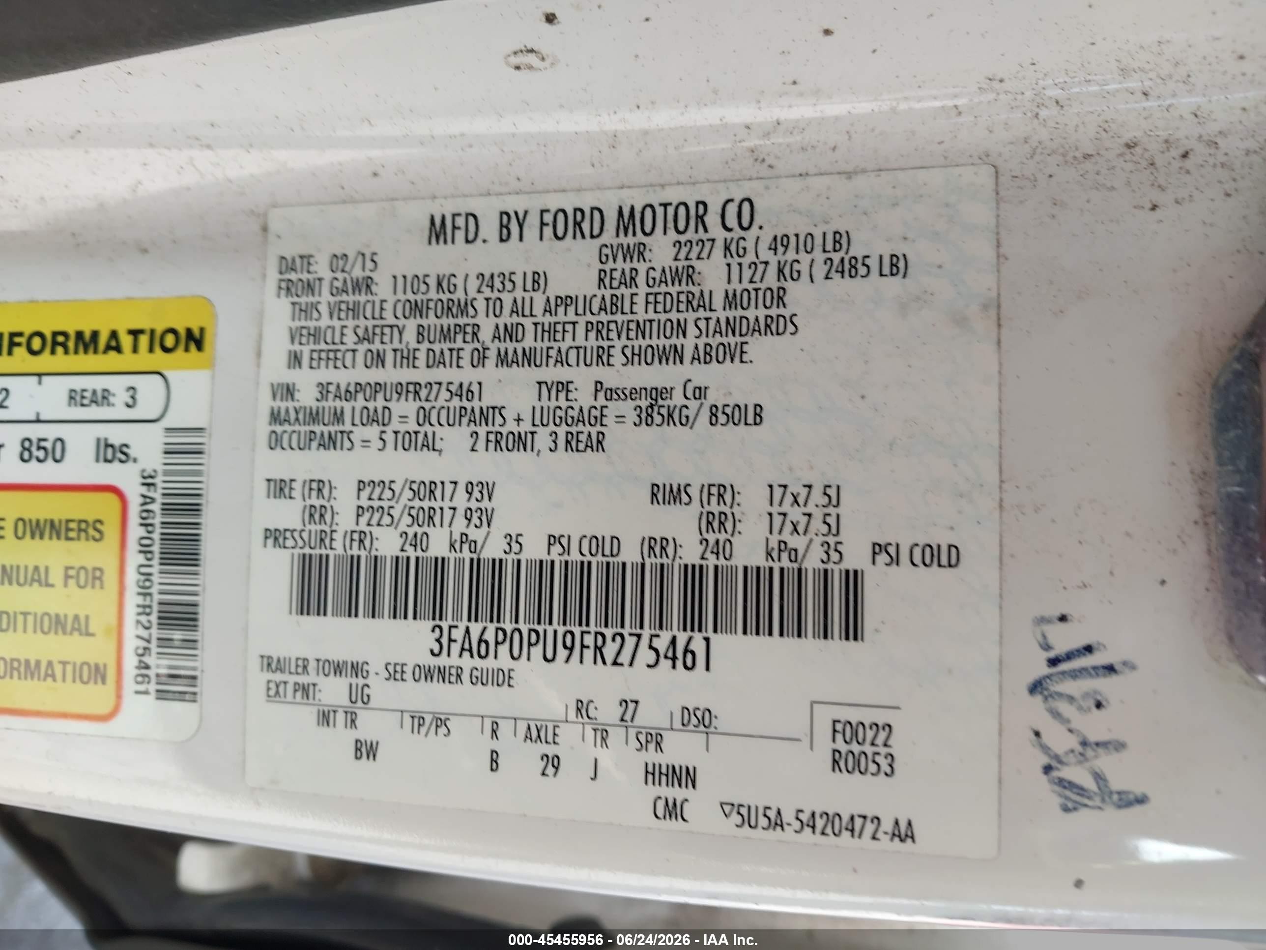 2015 Ford Fusion Energi Se Luxury Белый vin: 3FA6P0PU9FR275461