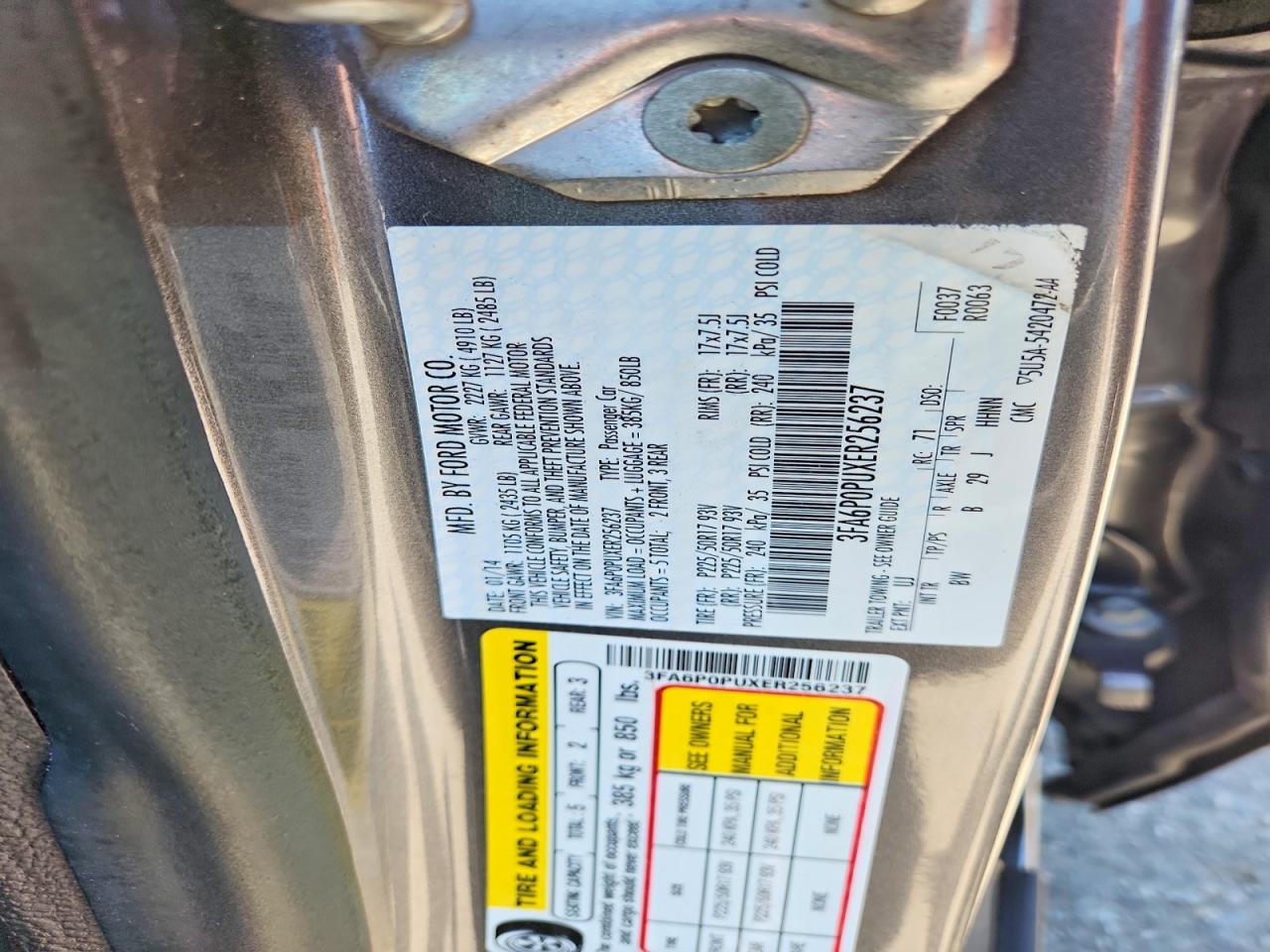 2014 Ford Fusion Se Phev Gray vin: 3FA6P0PUXER256237