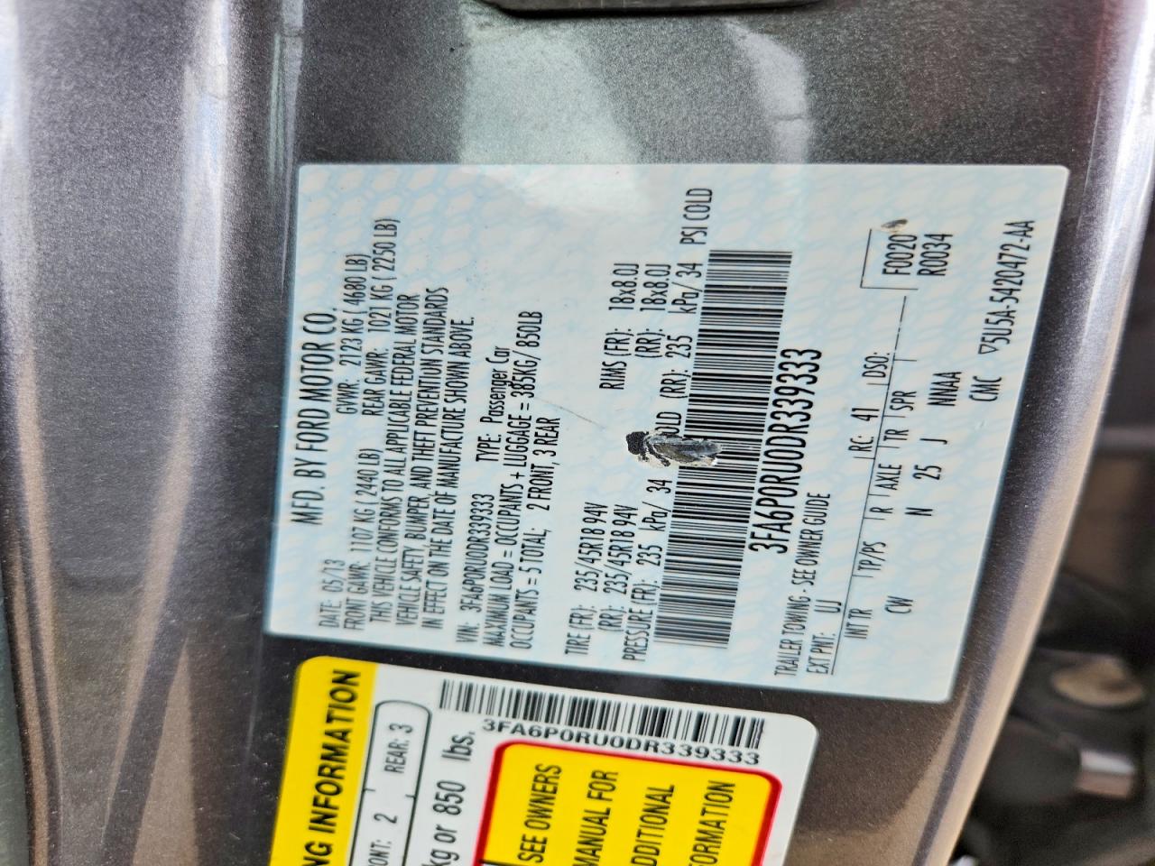 2013 Ford Fusion Titanium Hev Серый vin: 3FA6P0RU0DR339333
