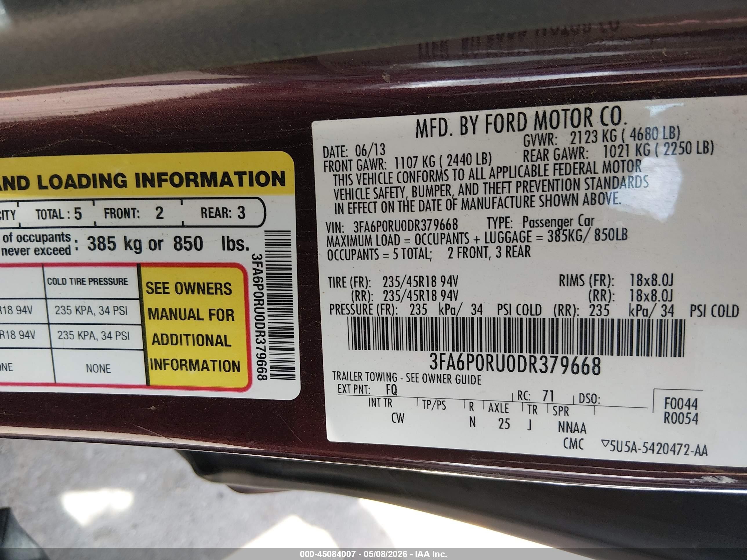 2013 Ford Fusion Hybrid Titanium Фиолетовый vin: 3FA6P0RU0DR379668