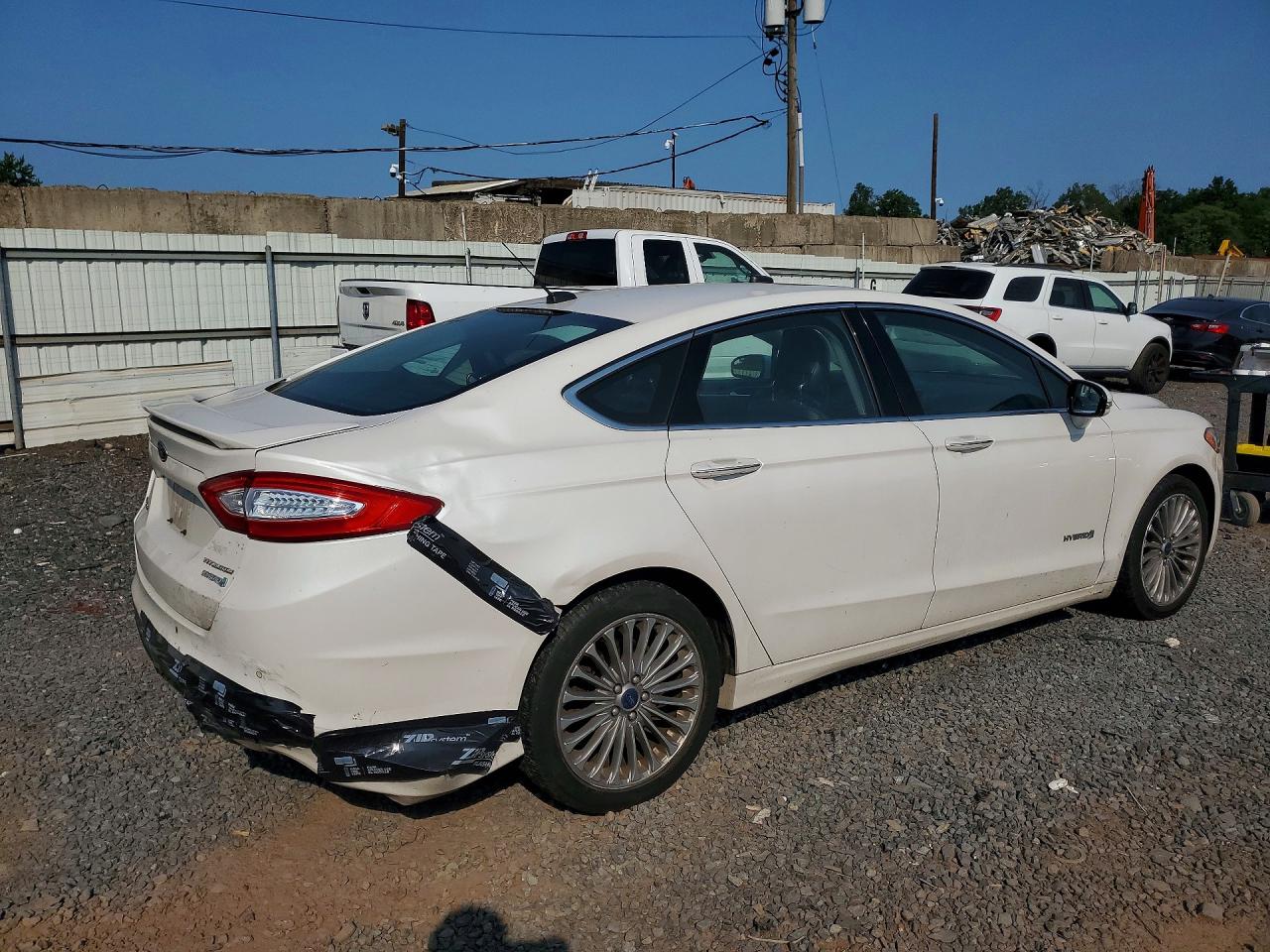 2014 Ford Fusion Titanium Hev White vin: 3FA6P0RU0ER172845